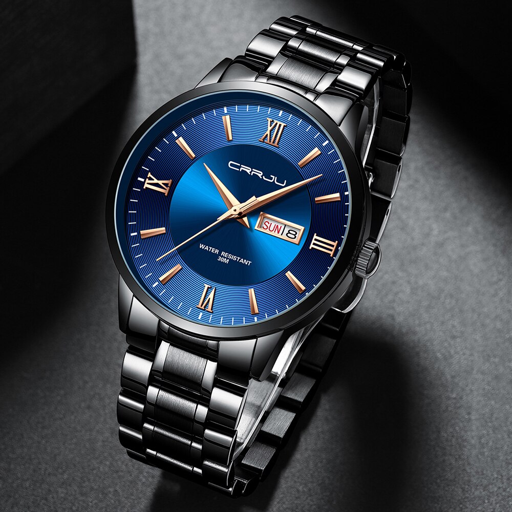Orologio sportivo impermeabile di lusso CRRJU - Nero blu - all Horloges new arrival new_for_google_may - Concept Palermo