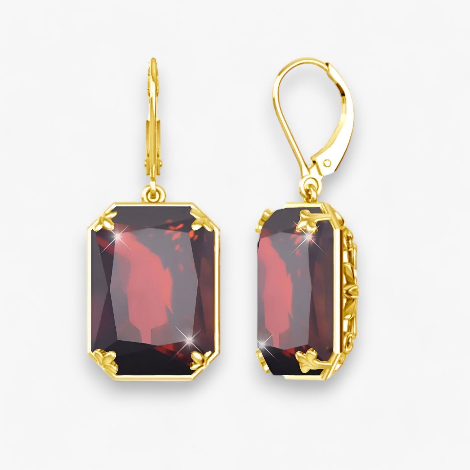 Amelia | Orecchini a Pendente in Topazio Blu – Oro e Argento Sfolgorante - Granato - Accessories Jewelry EARRINGS - Concept Palermo