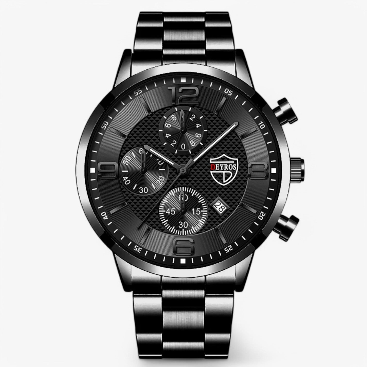 Emilio | Lusso e Precisione – Orologio da Uomo in Acciaio Inossidabile con Funzione Luminosa - Nero Nero - mens accessory watch for men watches - Concept Palermo