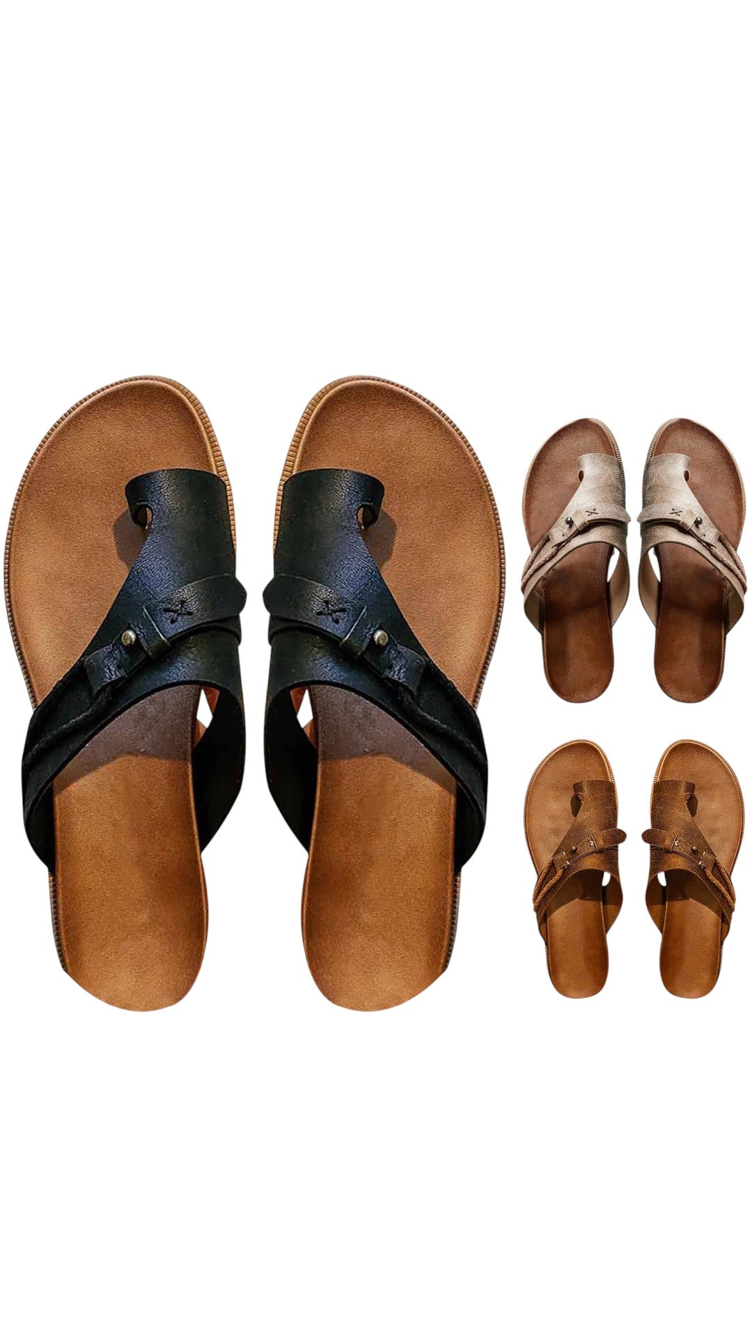 Elisa | Sandali artigianali in pelle con fascia incrociata e anello per il dito - - Accessoires Dames Sandalen Schoenen - Concept Palermo