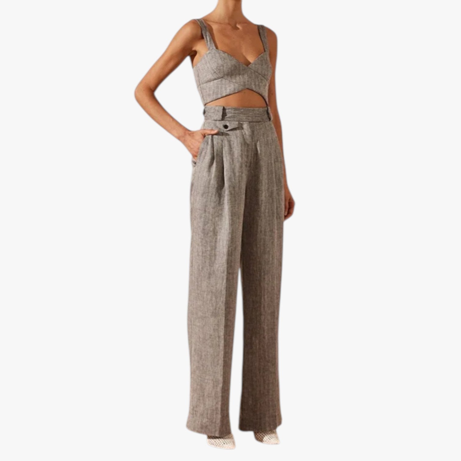 Vivian | Pantaloni Donna Vita Alta in Lino-Cotone Eleganza Aria & Libertà Tutto il Giorno - - linen pants pants pants for women women pants - Concept Palermo