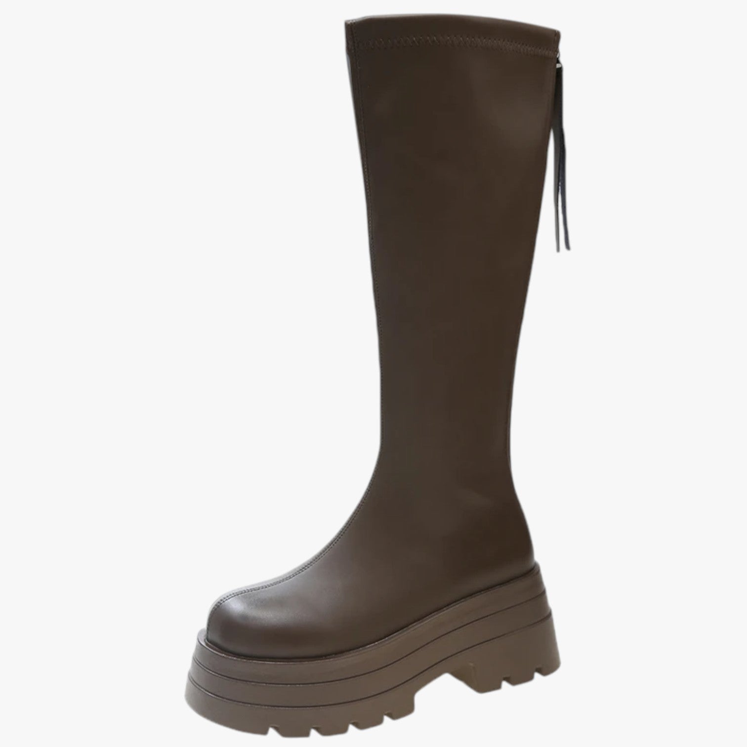 Mina | Stivali Donna Moda Trendy con Zip, Suola Spessa & Comfort Extra sopra il Ginocchio - Khaki - Boots & Shoes shoes shoes for women - Concept Palermo