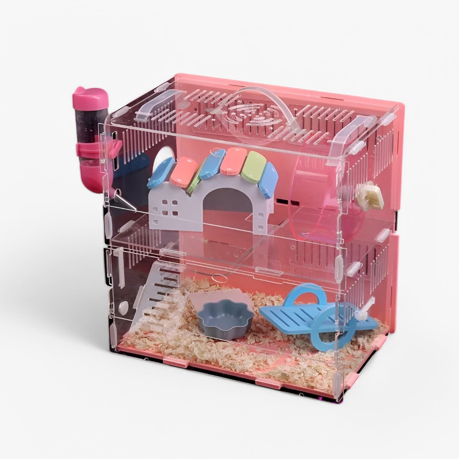 Kacey | Gabbia per criceti blu a doppio livello - Spaziosa e sicura - Rosa 30x20x30cm - hamster pet pet bed PET SUPPLIES - Concept Palermo