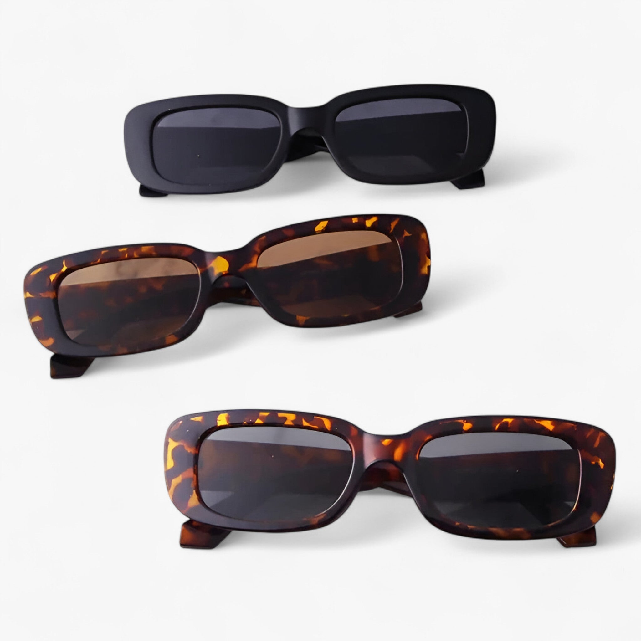Nico | Occhiali da sole rettangolari retrò unisex con lenti nere - - Fashion Sunglasses mens sunglasses Polarized man sunglasses polarized sunglasses women sun glasses Sun protection Sunglasses sunglasses polarized men - Concept Palermo