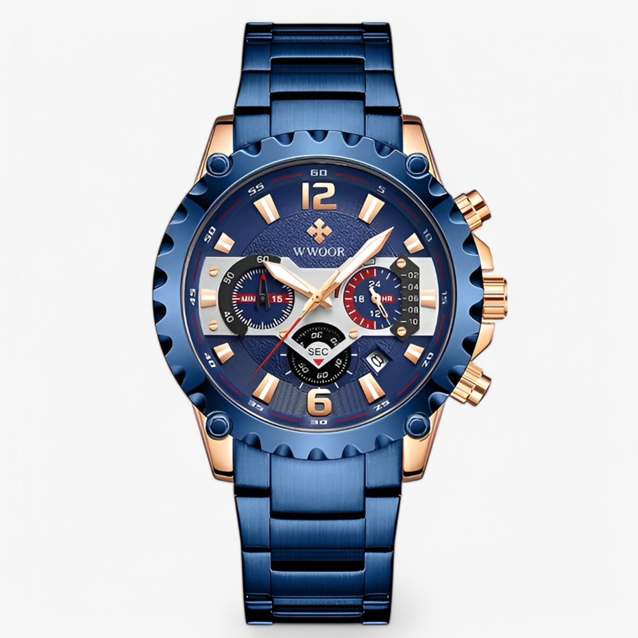 Cleo | Orologio Cronografo di Lusso in Acciaio Inossidabile - rosa blu - - Concept Palermo