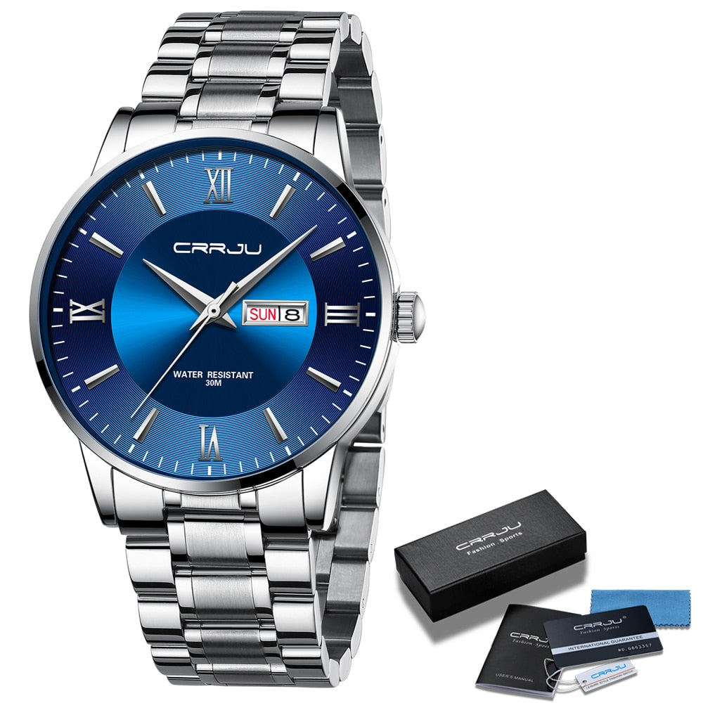 Orologio sportivo impermeabile di lusso CRRJU - Blu argento - all Horloges new arrival new_for_google_may - Concept Palermo
