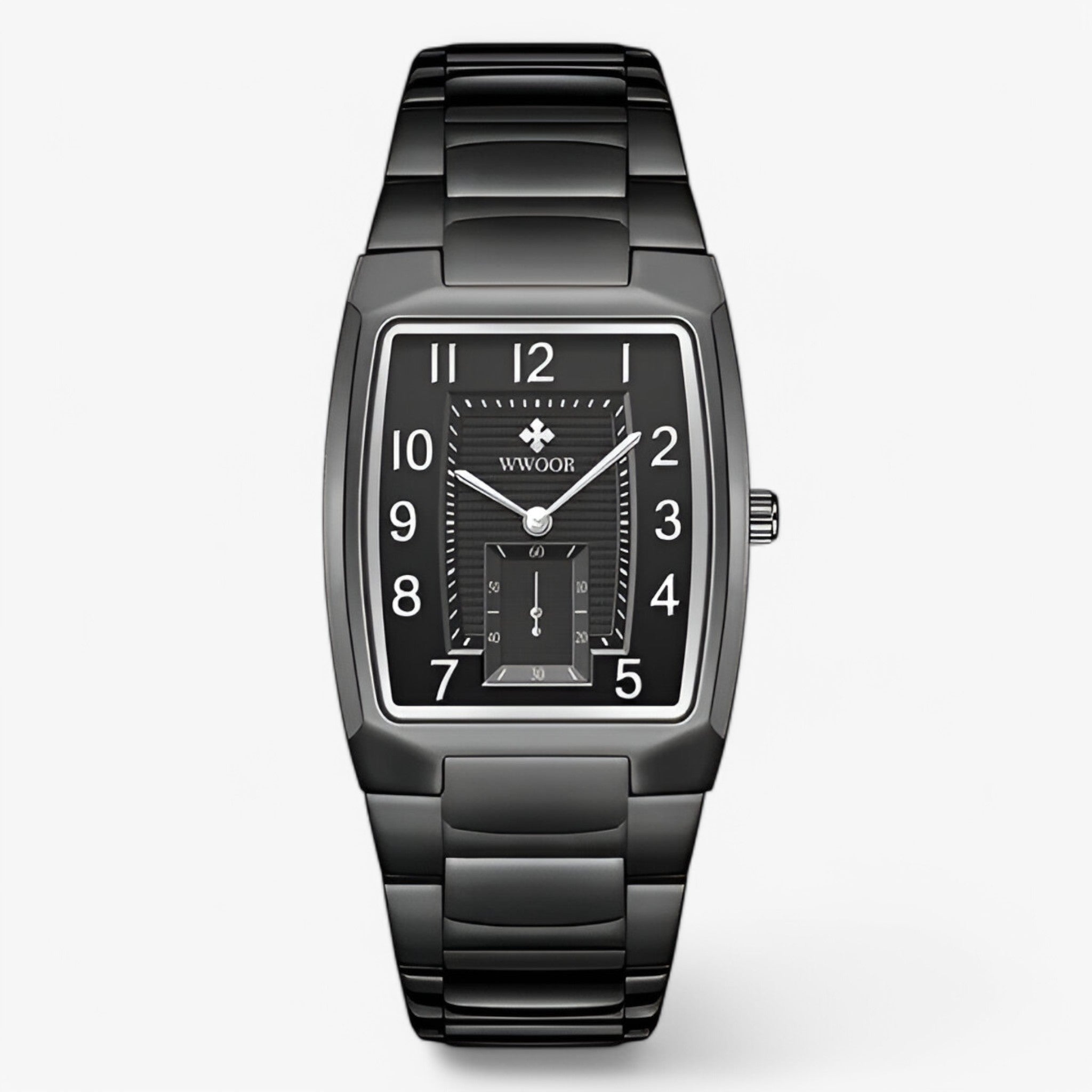 Rashid | Orologio di lusso quadrato in acciaio inox - nero nero - - Concept Palermo