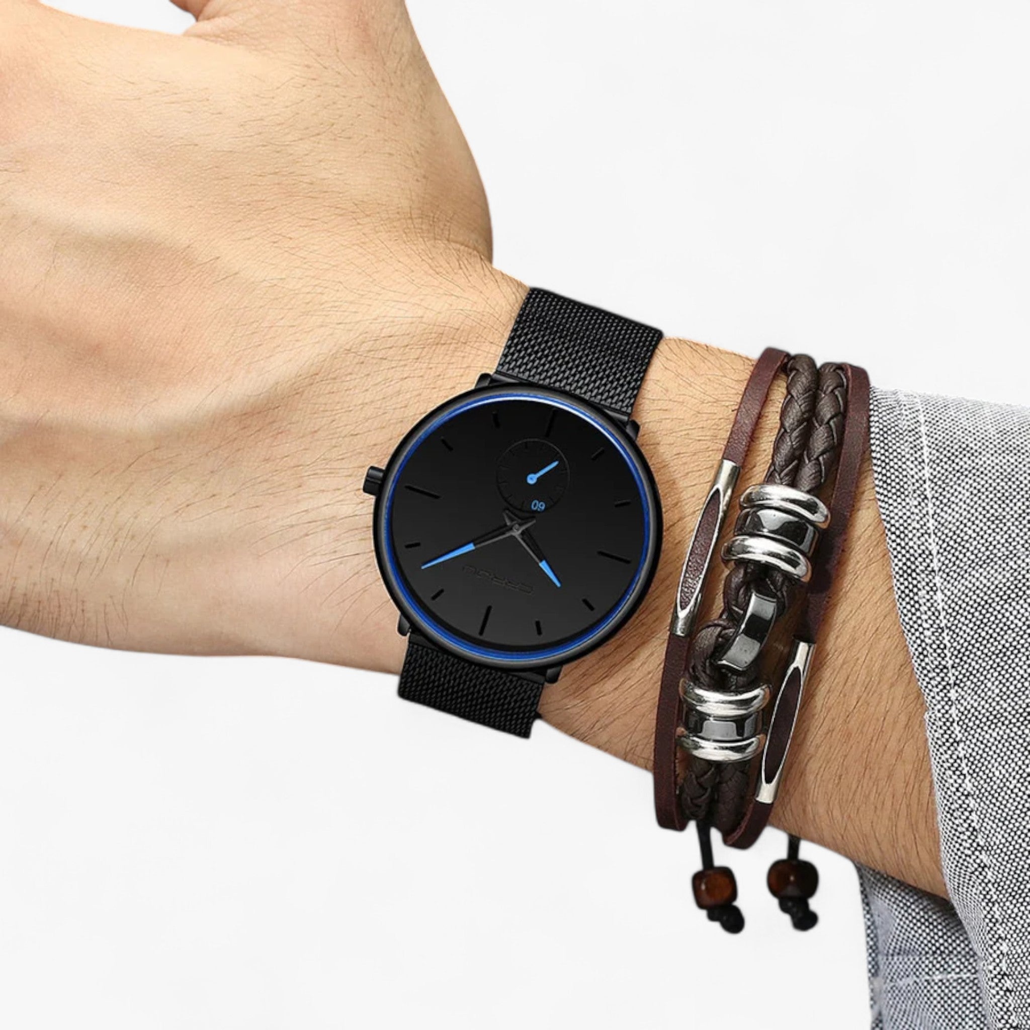 CRJJU Orologio da uomo sottile e moderno - Nero Blu - Watches WATCHES FOR MEN - Concept Palermo