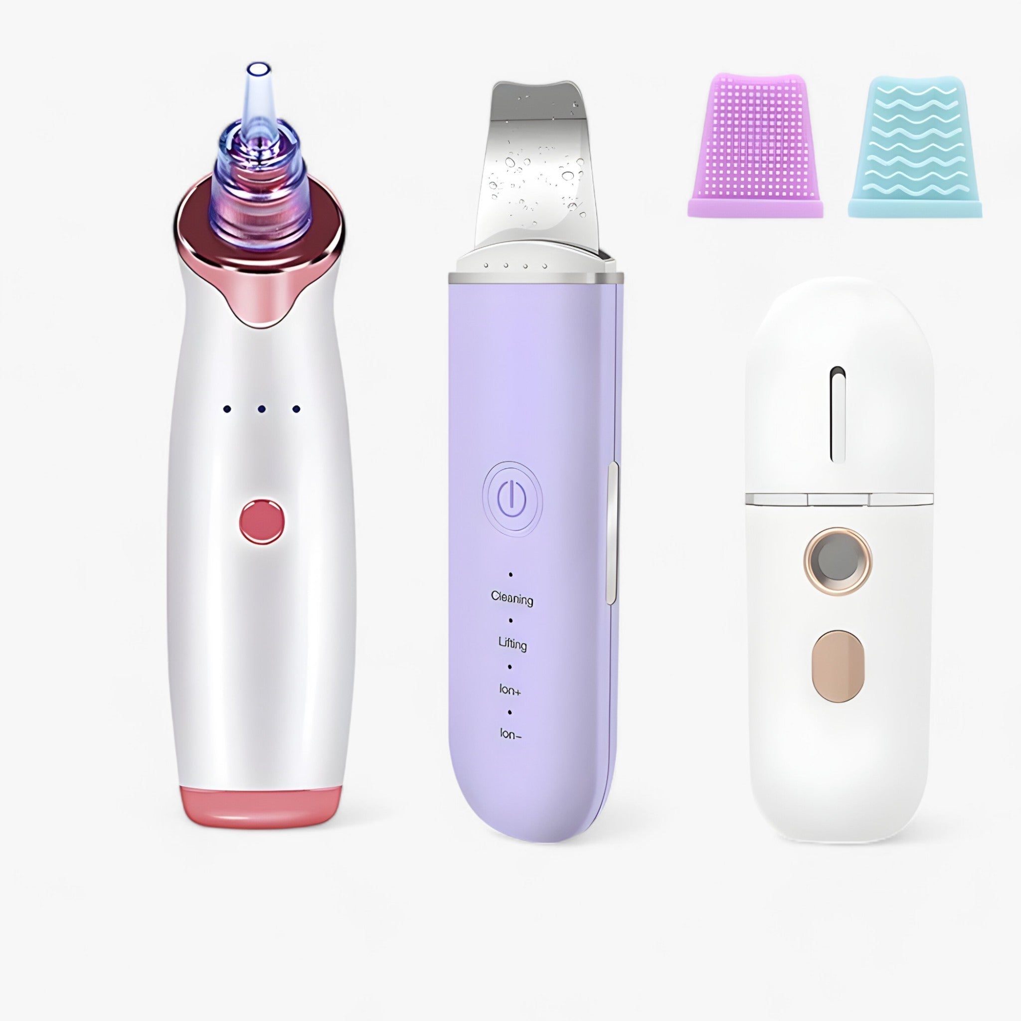 SkinScrub Pro | Spatola facciale a ultrasuoni - Strumento per il rassodamento del viso e la rimozione dei punti neri - Insieme di Violette 2 - cosmetics skin care - Concept Palermo