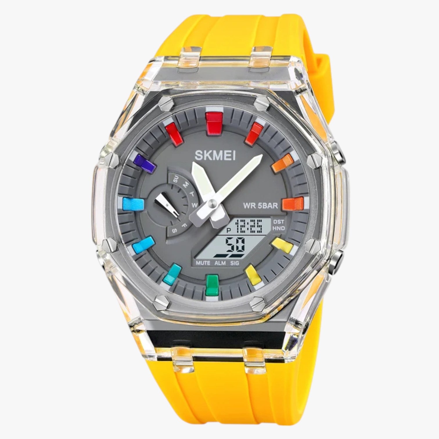 Fabian | Orologio digitale trasparente da 5 ATM con sveglia e funzioni intelligenti - moda Giallo - watch WATCHES FOR MEN Wristwatch - Concept Palermo
