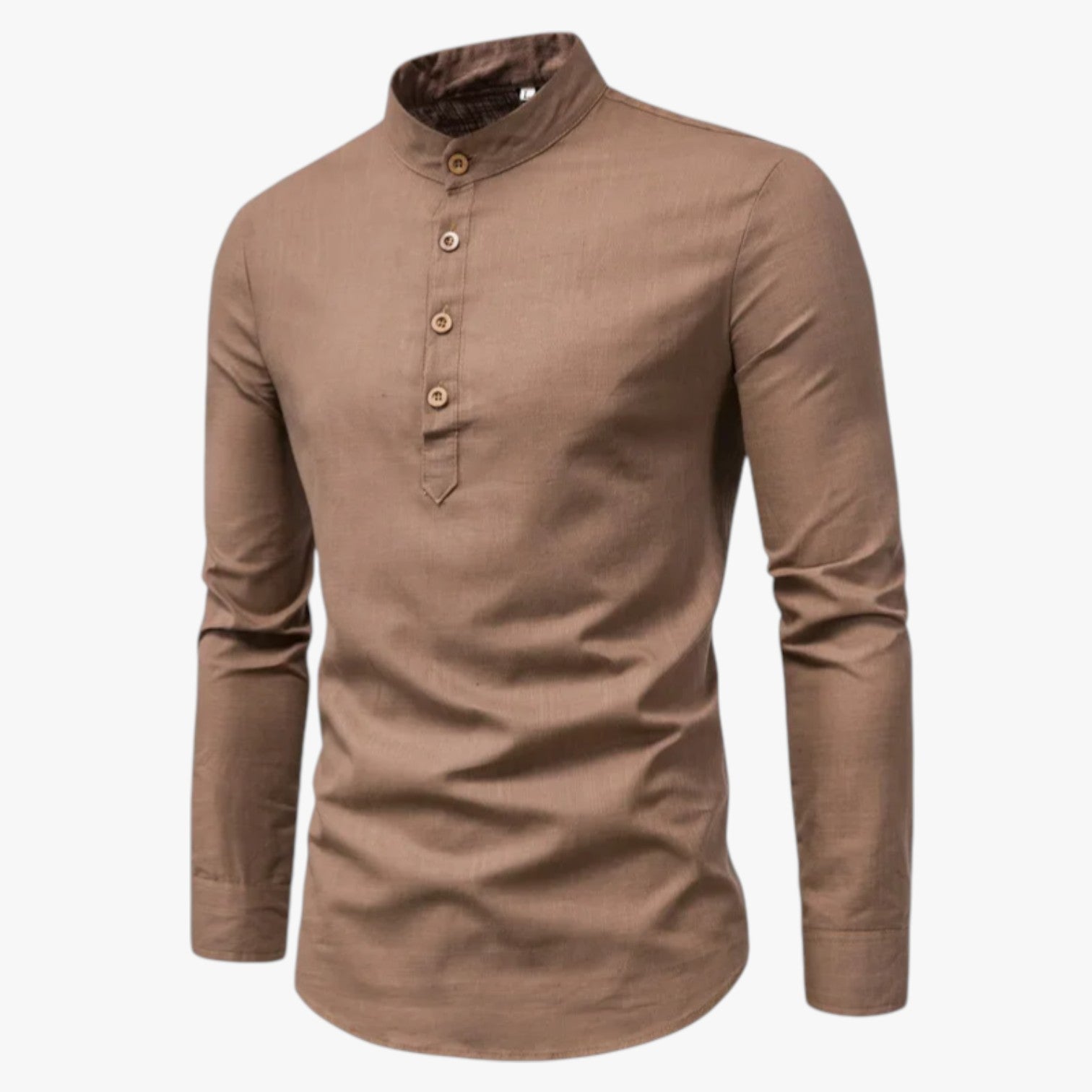 Railey | Camicia da uomo in cotone e lino - Freschezza primaverile con stile casual - Caffè - men's top Tops - Concept Palermo