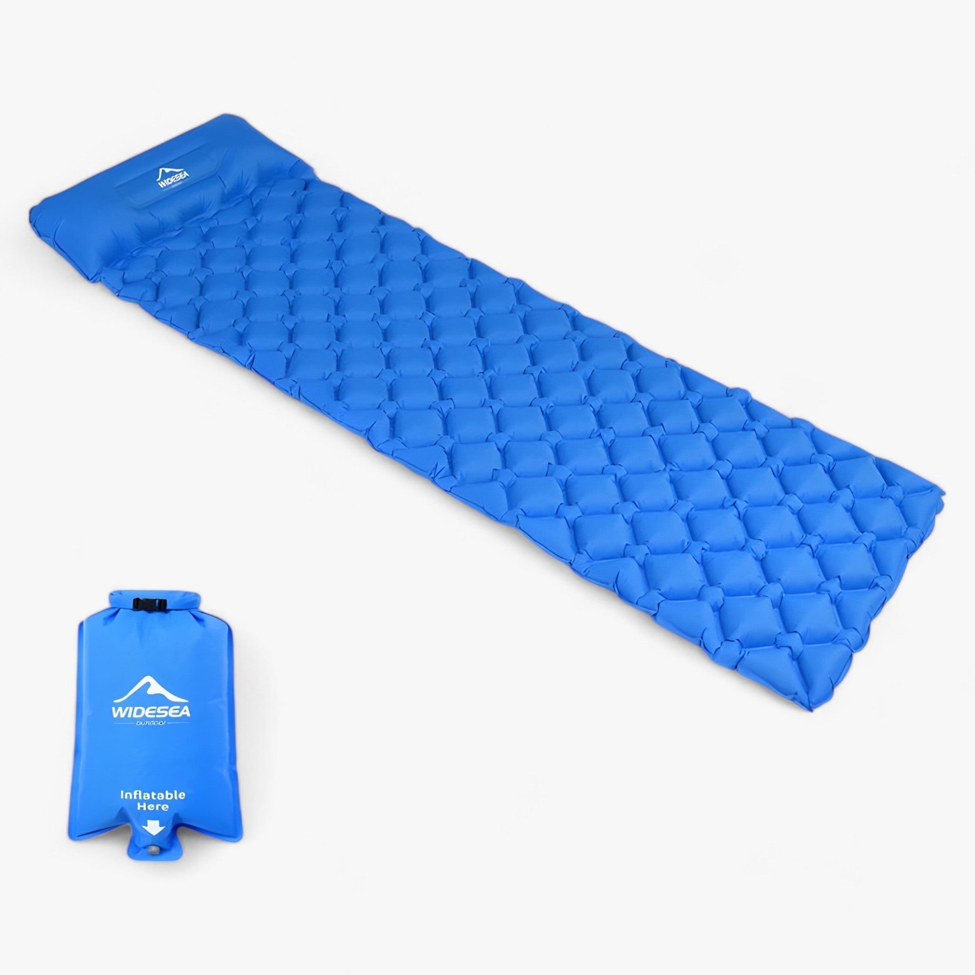 Materasso da campeggio | Materasso gonfiabile - Imbottitura ultraleggera per il comfort all'aperto - Blu con Airbag - camping pads sleeping pads - Concept Palermo
