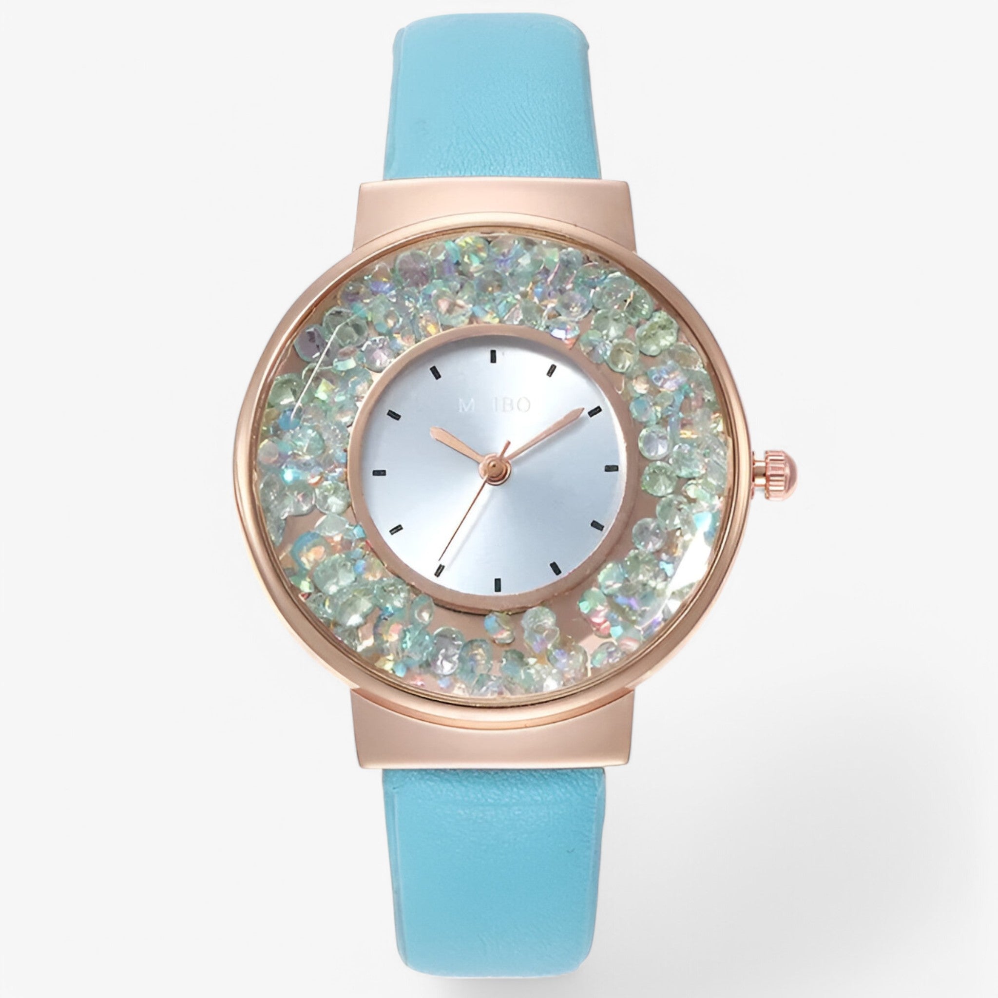 Edith | Orologio da donna con cinturino in cuoio stile bracciale e movimento al quarzo - Blu cielo - female watch watch for women - Concept Palermo