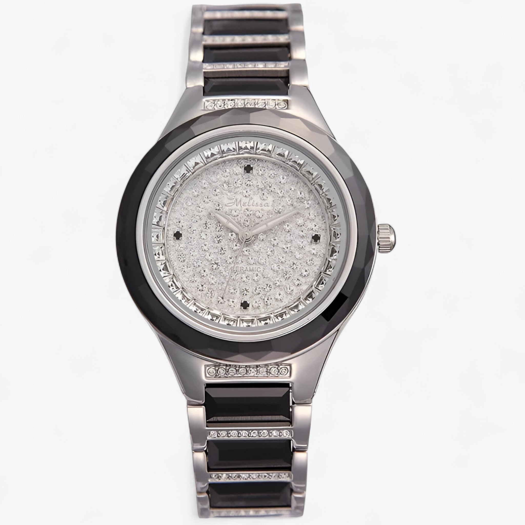 Katirina | Orologio in ceramica con cristallo austriaco - Nero Argento - female watch watch for women - Concept Palermo
