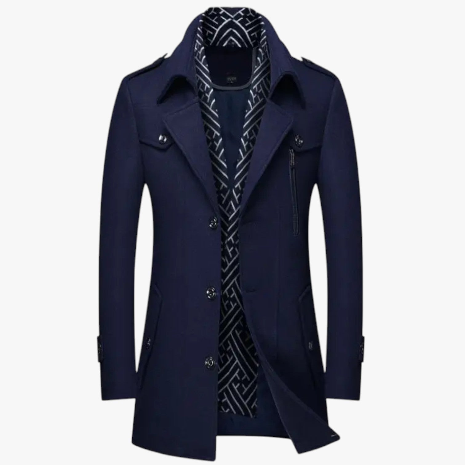 Dalton | Eleganza e calore - Cappotto lungo in lana per l'inverno - Navy - coat men coats Jackets & Coats - Concept Palermo