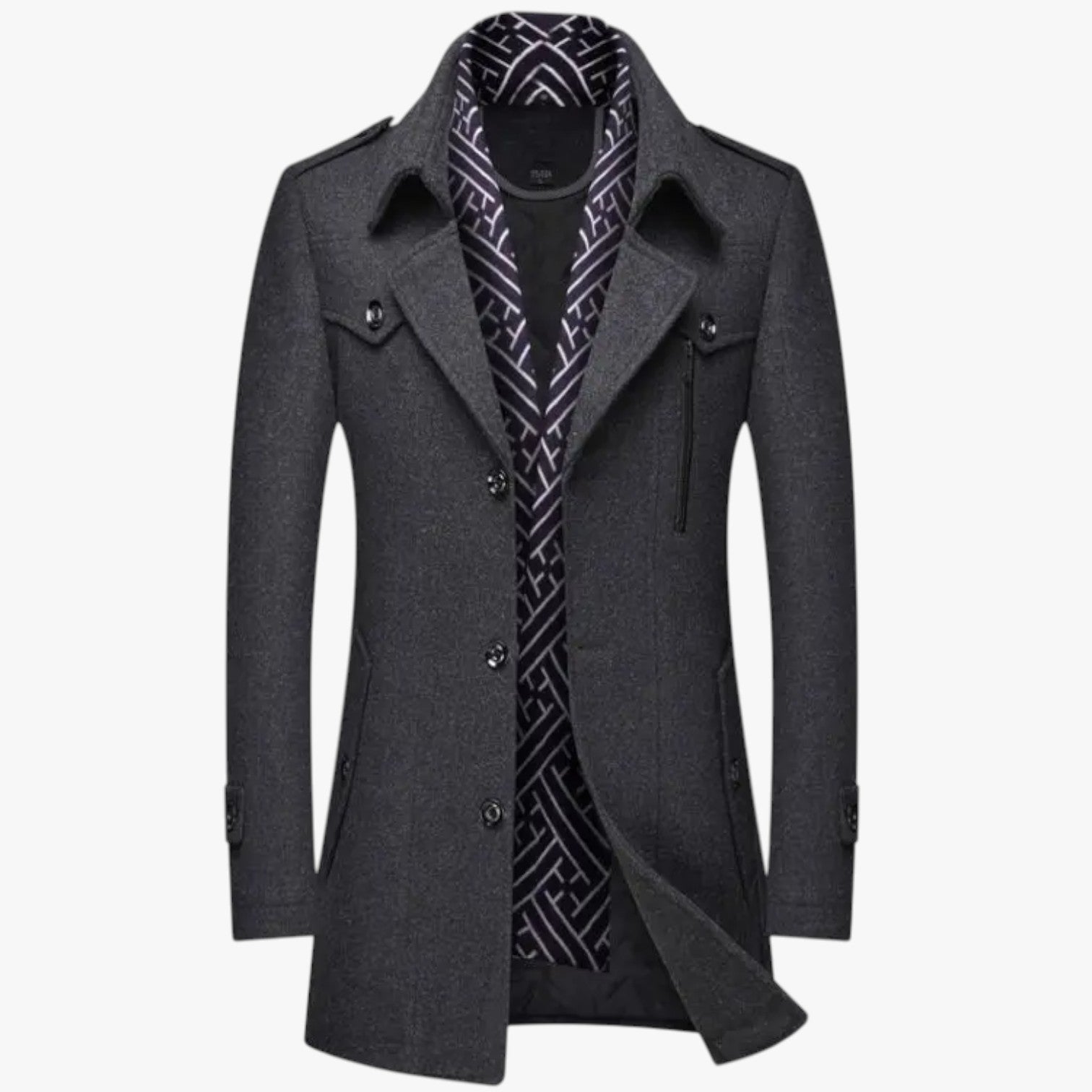 Dalton | Eleganza e calore - Cappotto lungo in lana per l'inverno - Grigio - coat men coats Jackets & Coats - Concept Palermo