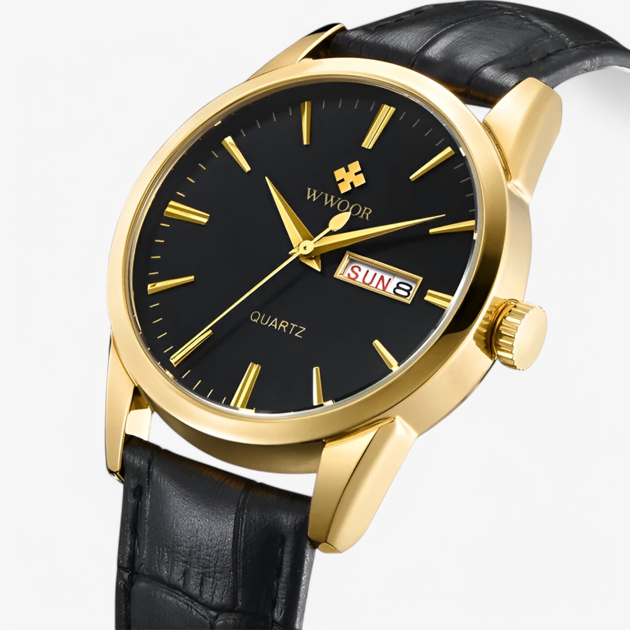 Renzo | Orologio classico in pelle di lusso - oro nero - - Concept Palermo