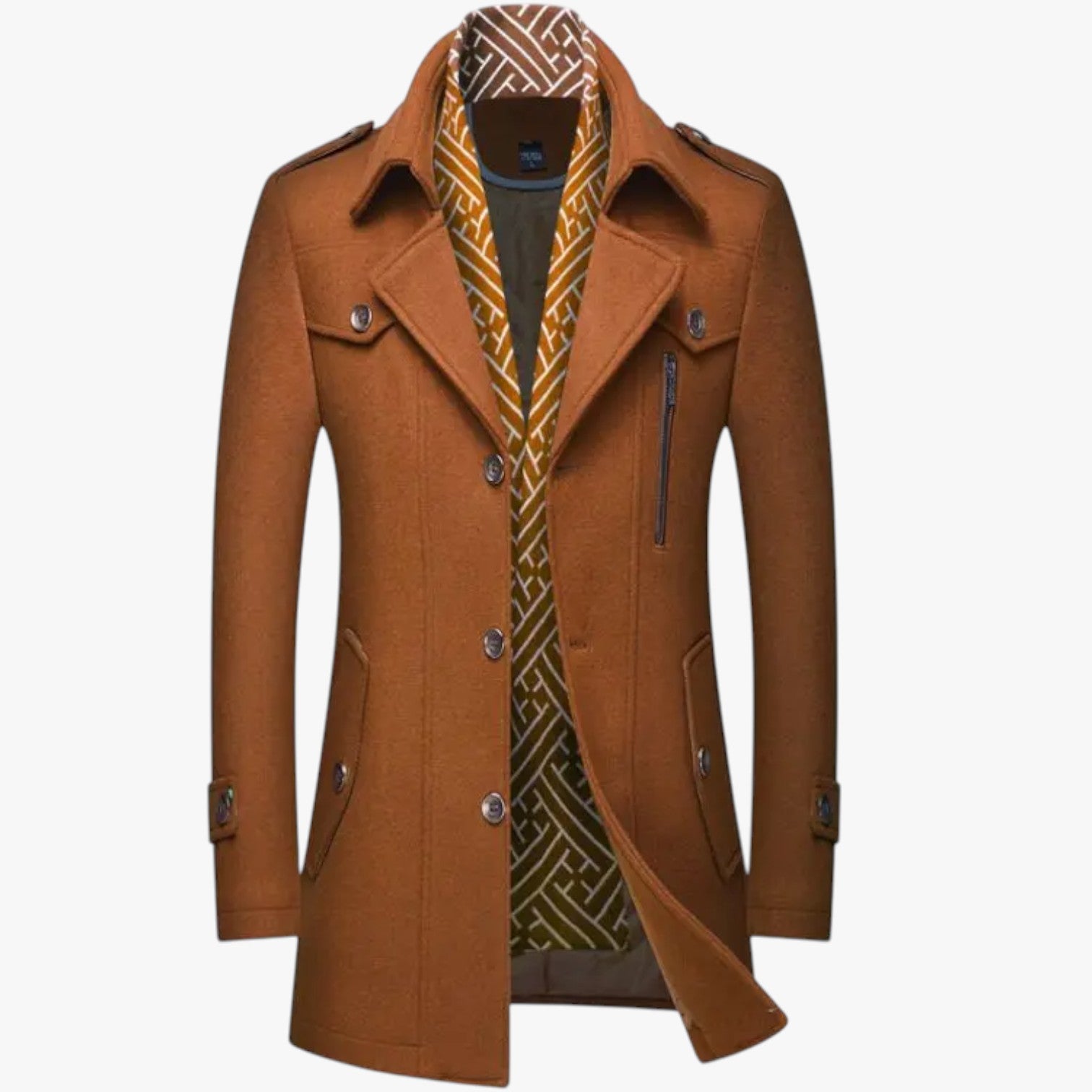 Dalton | Eleganza e calore - Cappotto lungo in lana per l'inverno - Giallo - coat men coats Jackets & Coats - Concept Palermo