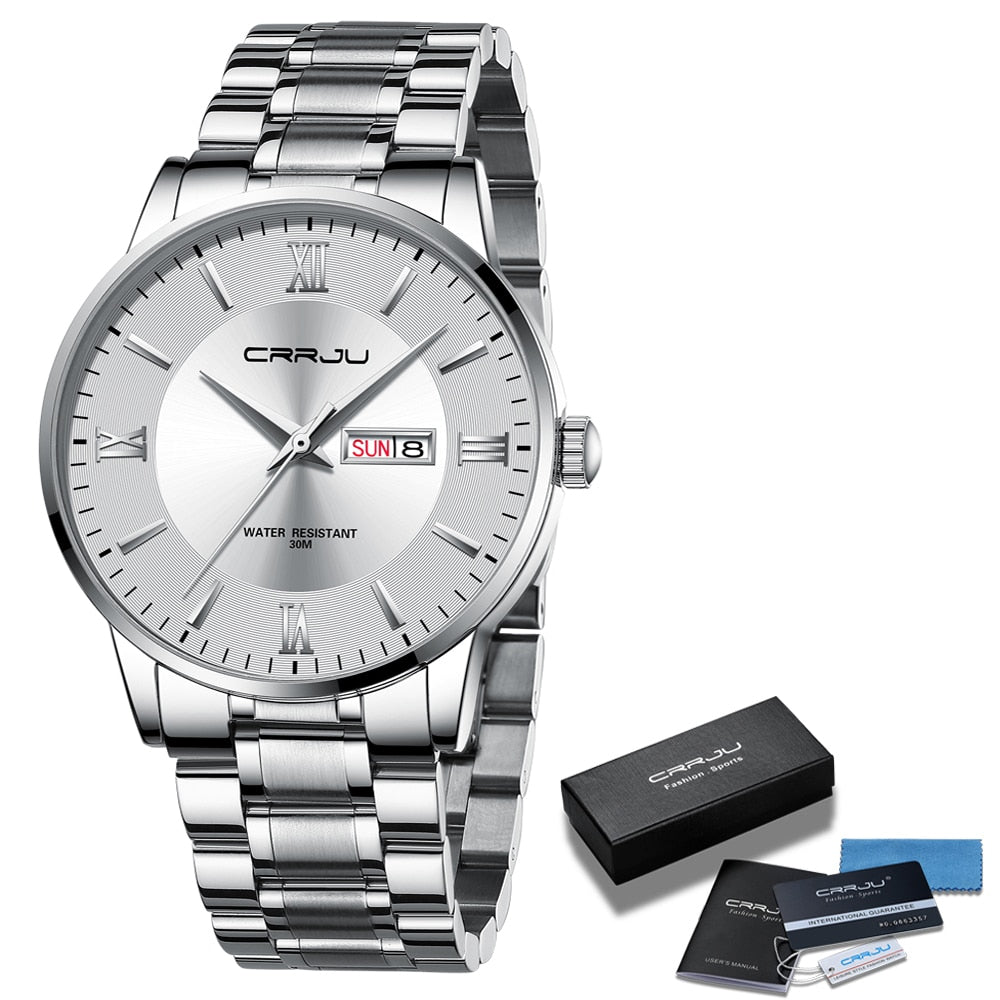 Orologio sportivo impermeabile di lusso CRRJU - Bianco argento - all Horloges new arrival new_for_google_may - Concept Palermo