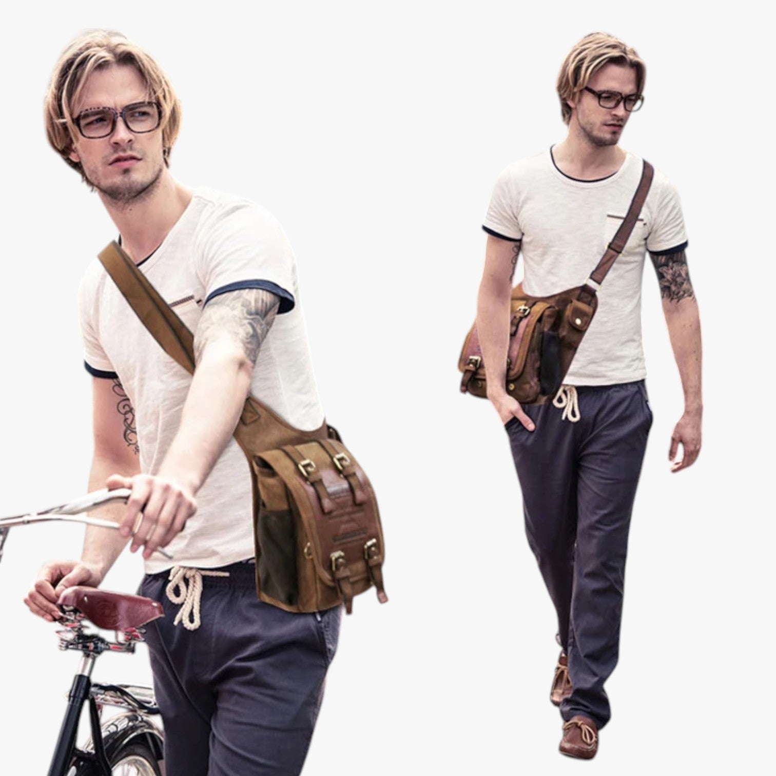 Adam | Borsa Messenger Uomo in Nylon Vintage Pratica, Leggera, Sempre con Te - - bag Bags bags for men Crossbody Bags mens bag Shoulder & Crossbody Bags - Concept Palermo