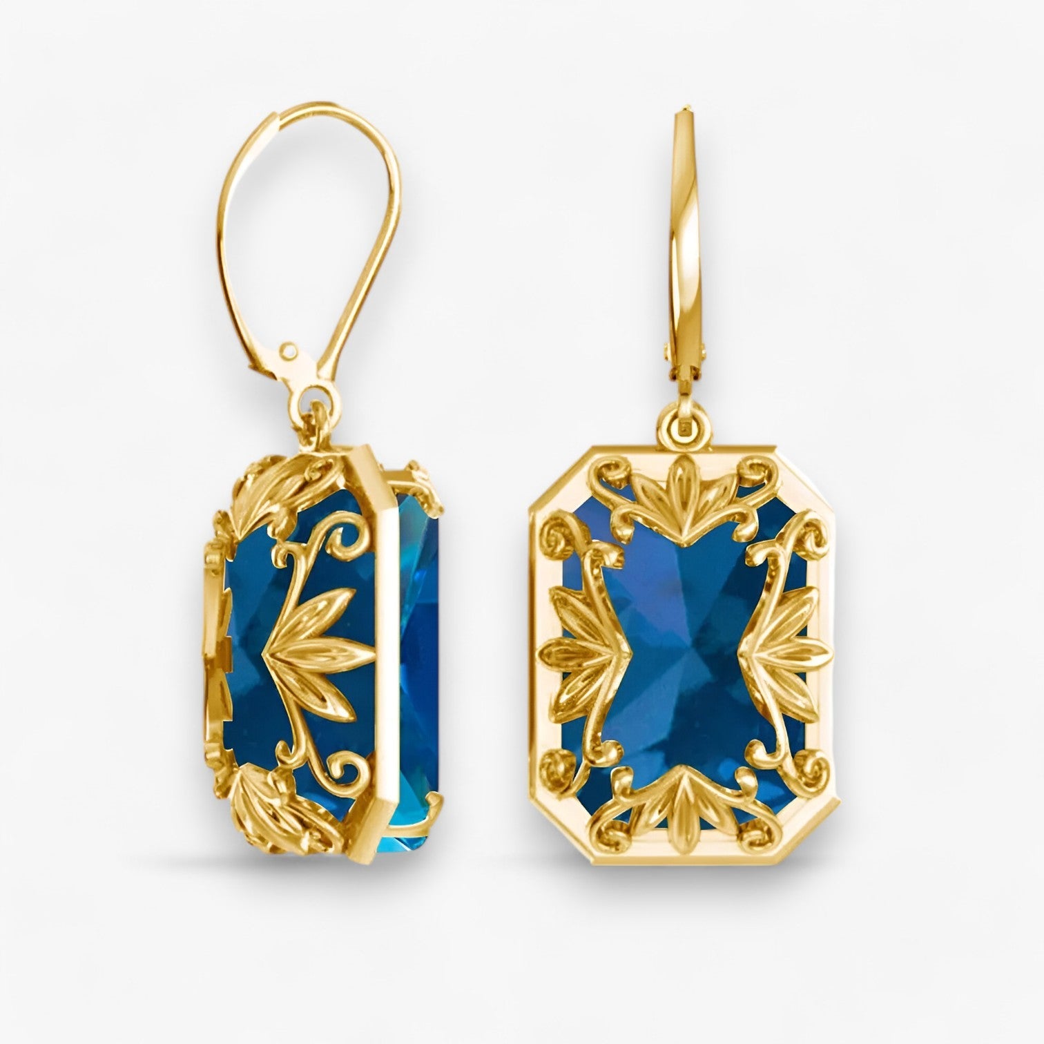 Amelia | Orecchini a Pendente in Topazio Blu – Oro e Argento Sfolgorante - - Accessories Jewelry EARRINGS - Concept Palermo
