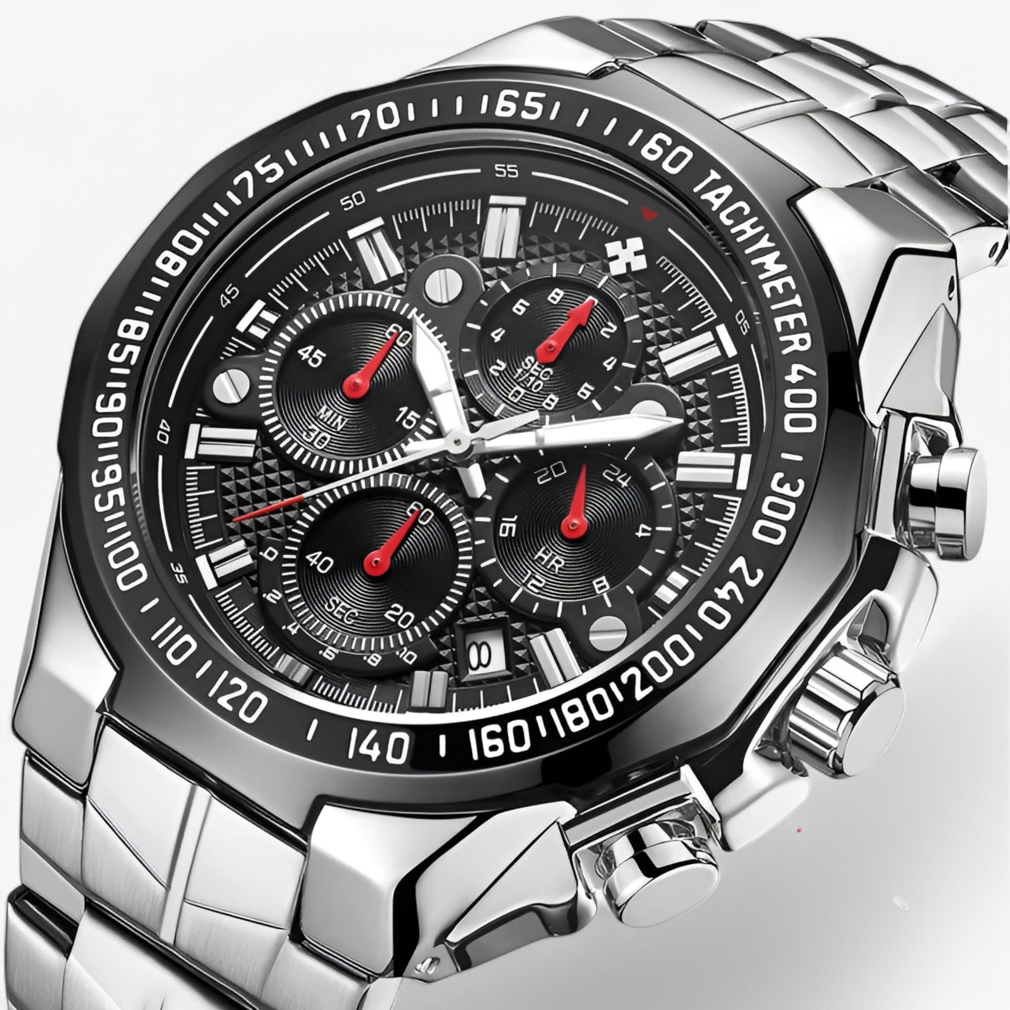 Adriano | Orologio sportivo di lusso in acciaio nero - nero argento - - Concept Palermo