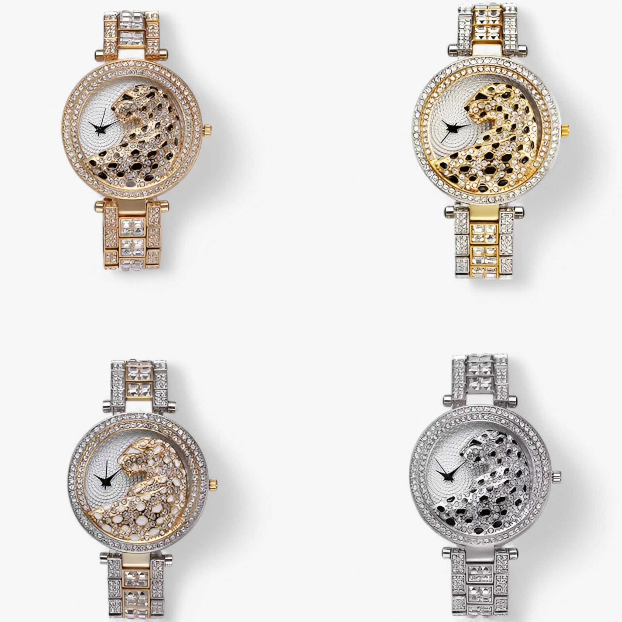Heidi | Orologio al Quarzo Dorato con Brillantini e Motivo Leopardo - - female watch watch for women - Concept Palermo