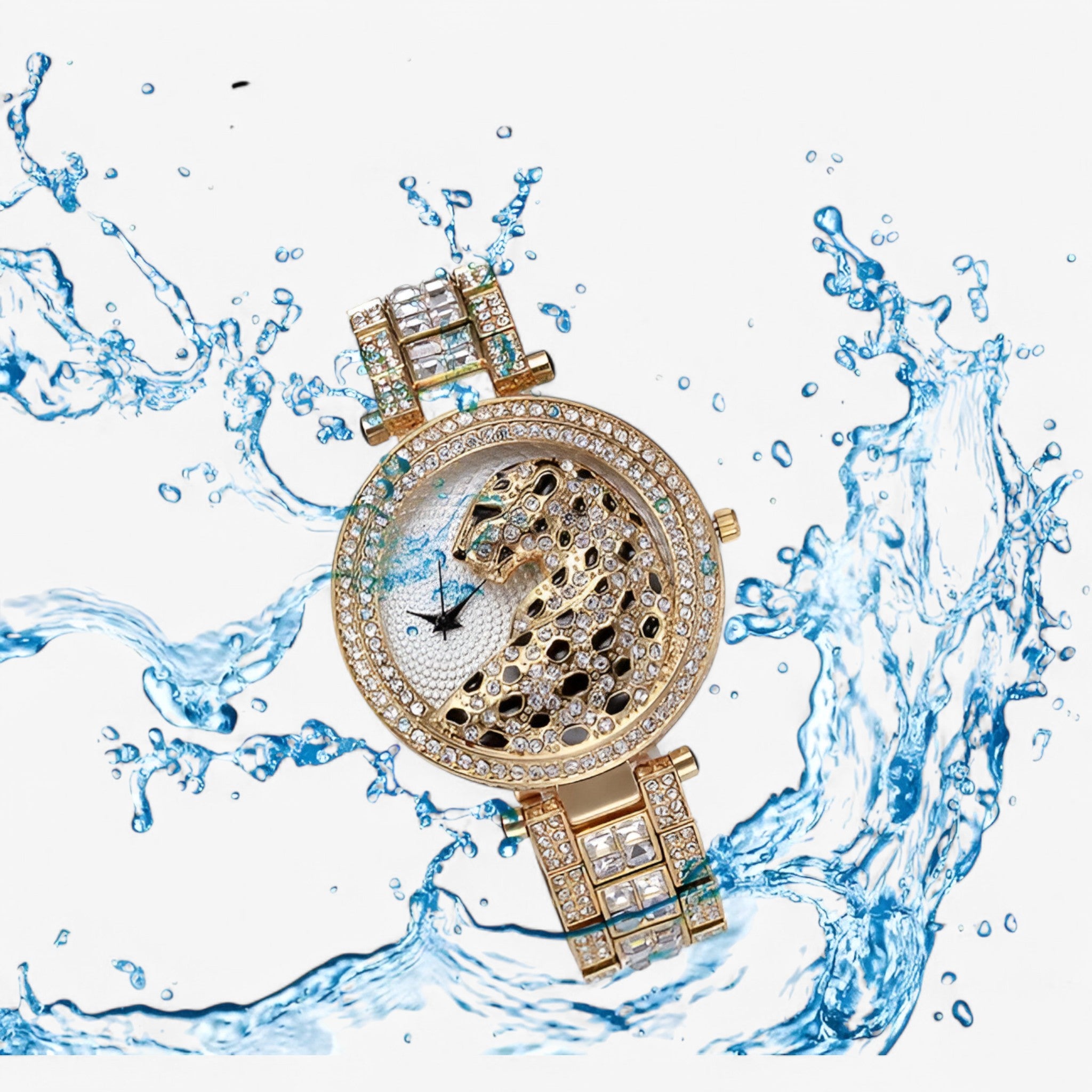Heidi | Orologio al Quarzo Dorato con Brillantini e Motivo Leopardo - - female watch watch for women - Concept Palermo