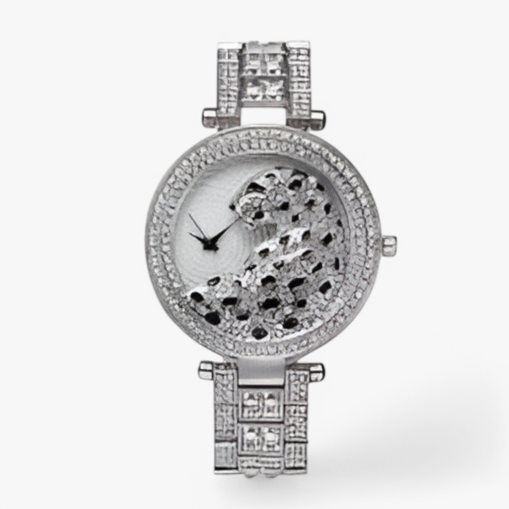 Heidi | Orologio al Quarzo Dorato con Brillantini e Motivo Leopardo - Argento argento - female watch watch for women - Concept Palermo