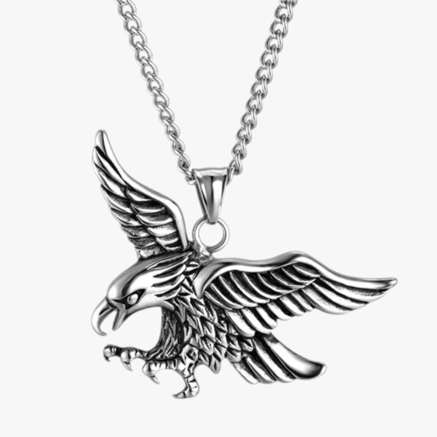Emanuel | Collana aquila punk in acciaio - Colore Argento - necklace necklace for men NECKLACES - Concept Palermo