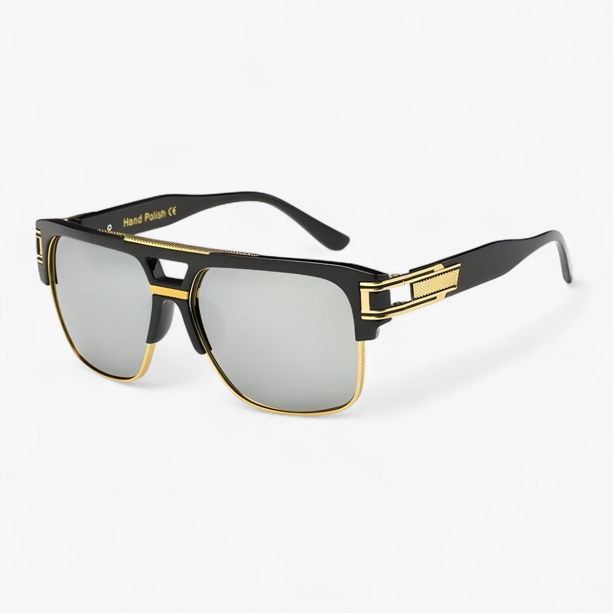 Emil | Occhiali da sole quadrati classici a specchio unisex - Nero Argento - Fashion Sunglasses men sunglasses polarized mens sunglasses Polarized man sunglasses Sunglasses sunglasses polarized men - Concept Palermo
