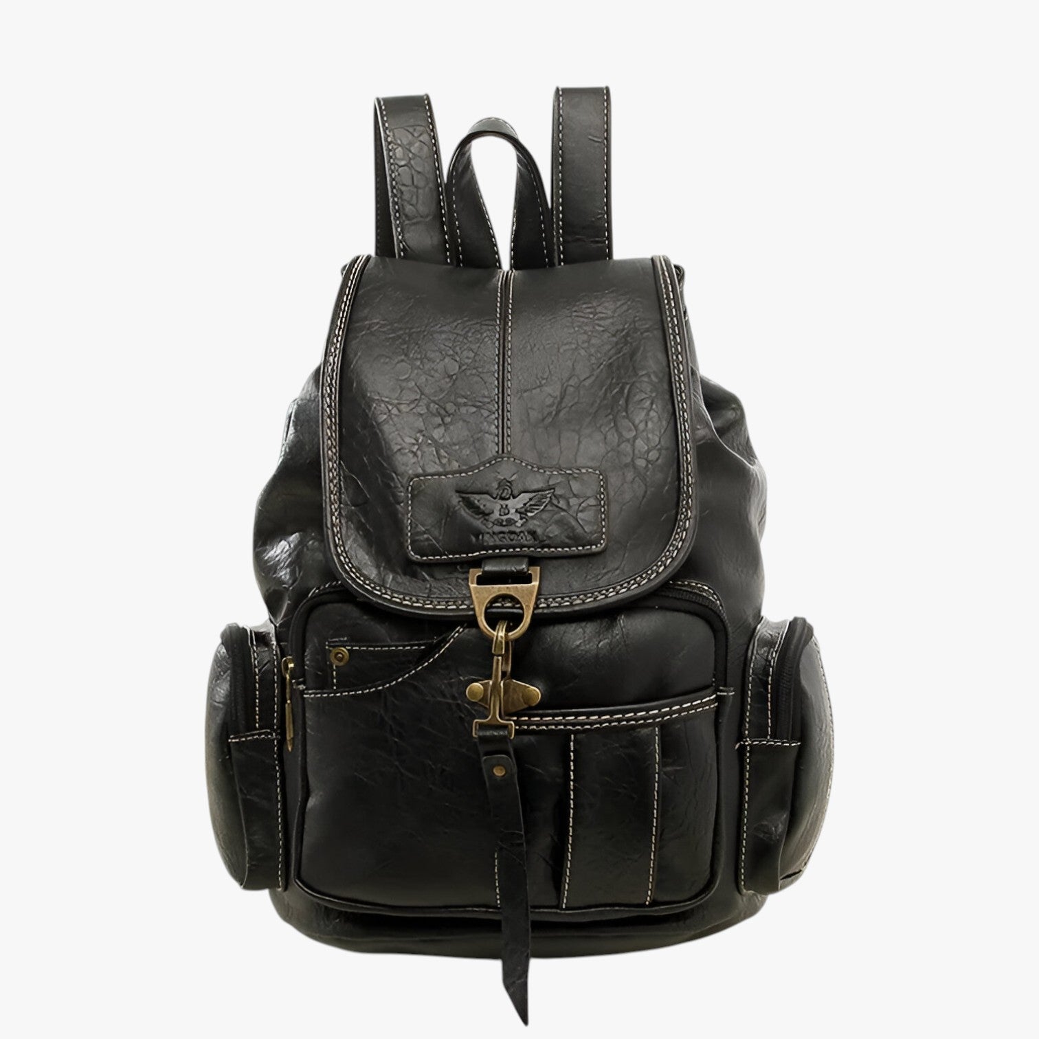 Brielle | Zaino scolastico vintage spazioso in pelle PU nera - Nero - Backpacks Bags women bags Women's handbags - Concept Palermo