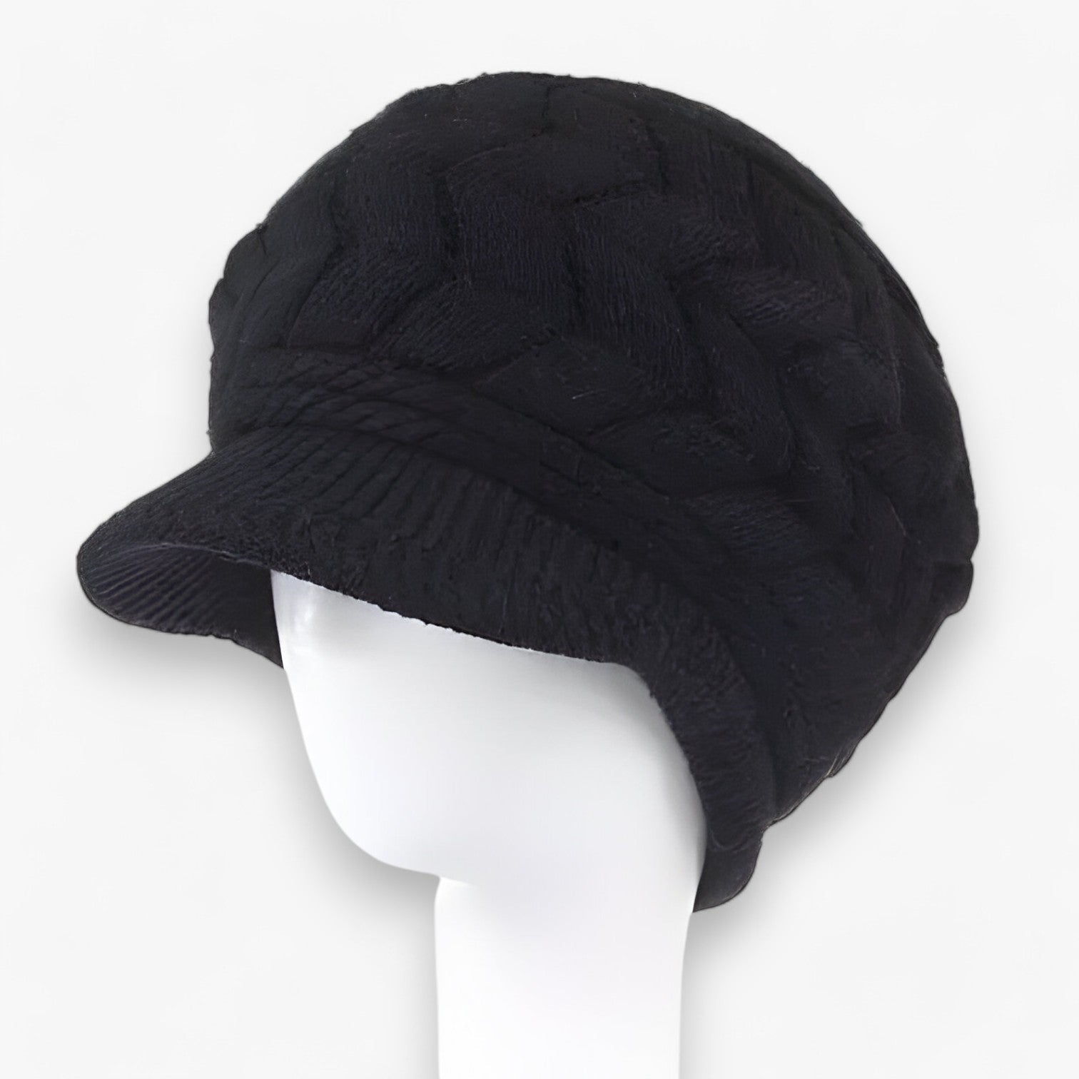 Lisette | Berretto Invernale Caldo In Peluche - Cappello Tricot In Finta Pelliccia - Nero 55cm-58cm - hats womens hat - Concept Palermo