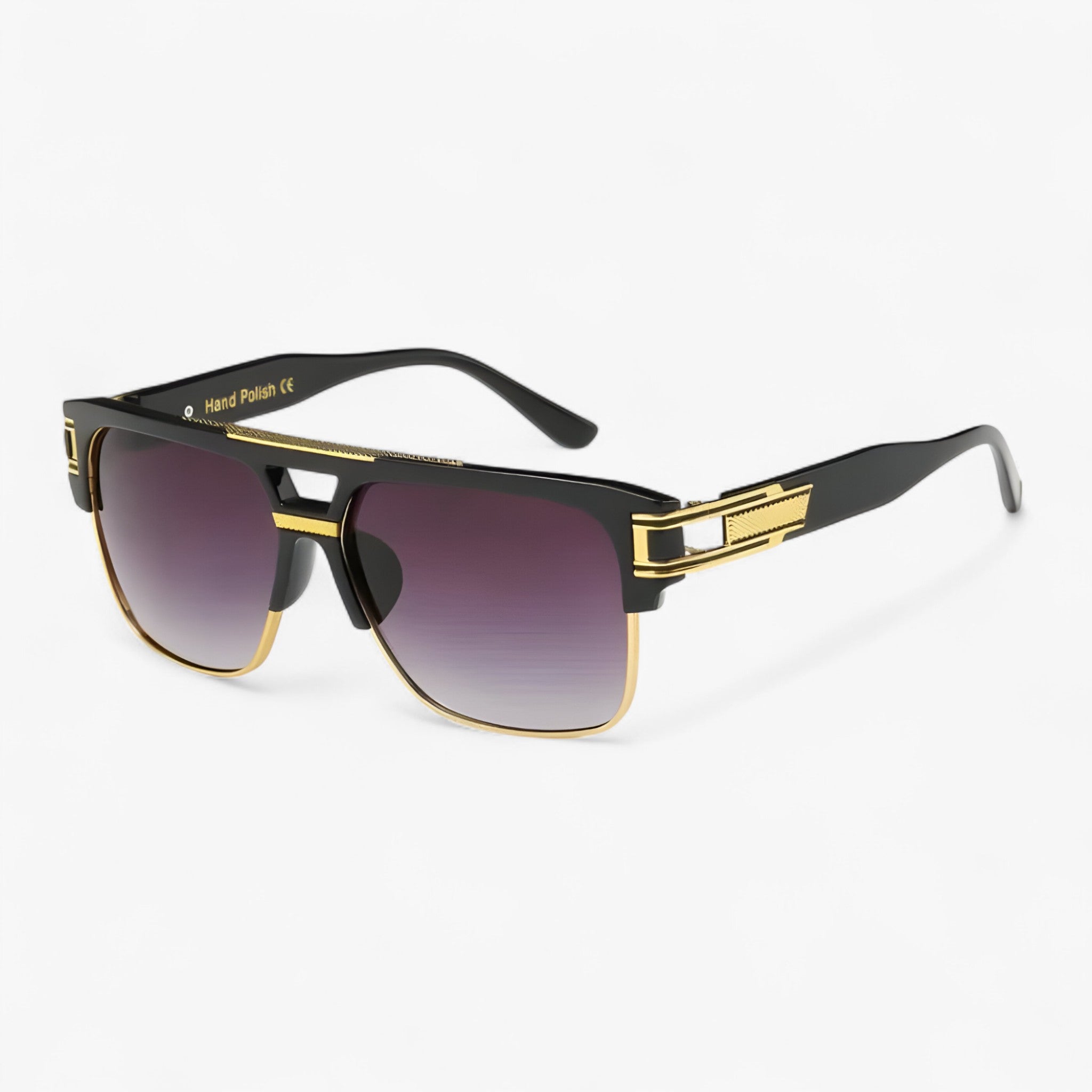 Emil | Occhiali da sole quadrati classici a specchio unisex - Nero lucido - Fashion Sunglasses men sunglasses polarized mens sunglasses Polarized man sunglasses Sunglasses sunglasses polarized men - Concept Palermo