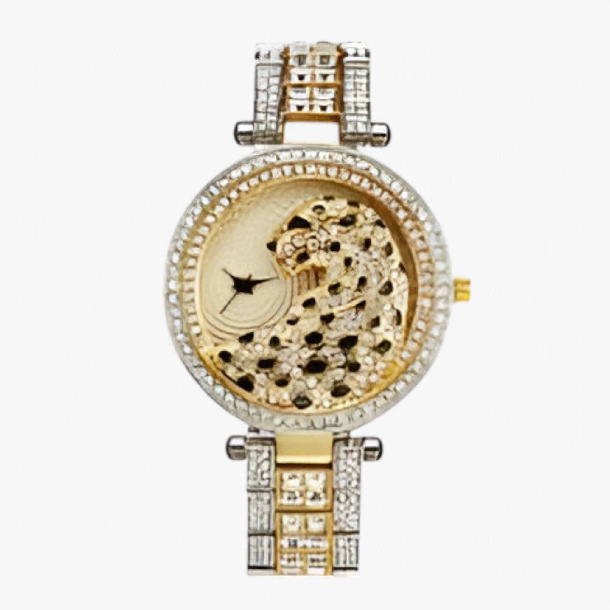 Heidi | Orologio al Quarzo Dorato con Brillantini e Motivo Leopardo - Nero oro - female watch watch for women - Concept Palermo