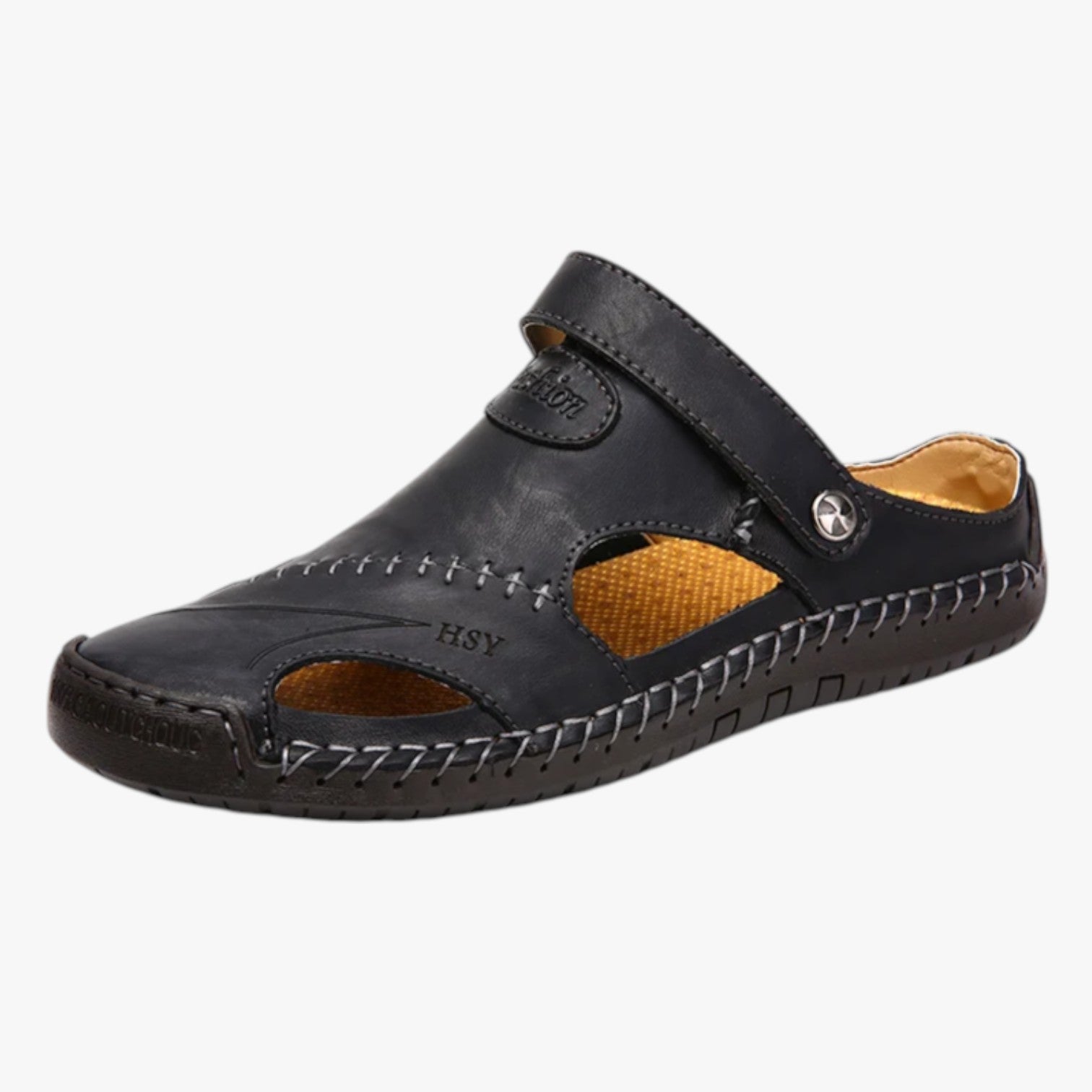Walter | Sandali Estivi Uomo in Pelle Stile Romano, Comodi e Resistenti all’Acqua - Nero - breathable sandals fashion sandals walking sandals - Concept Palermo