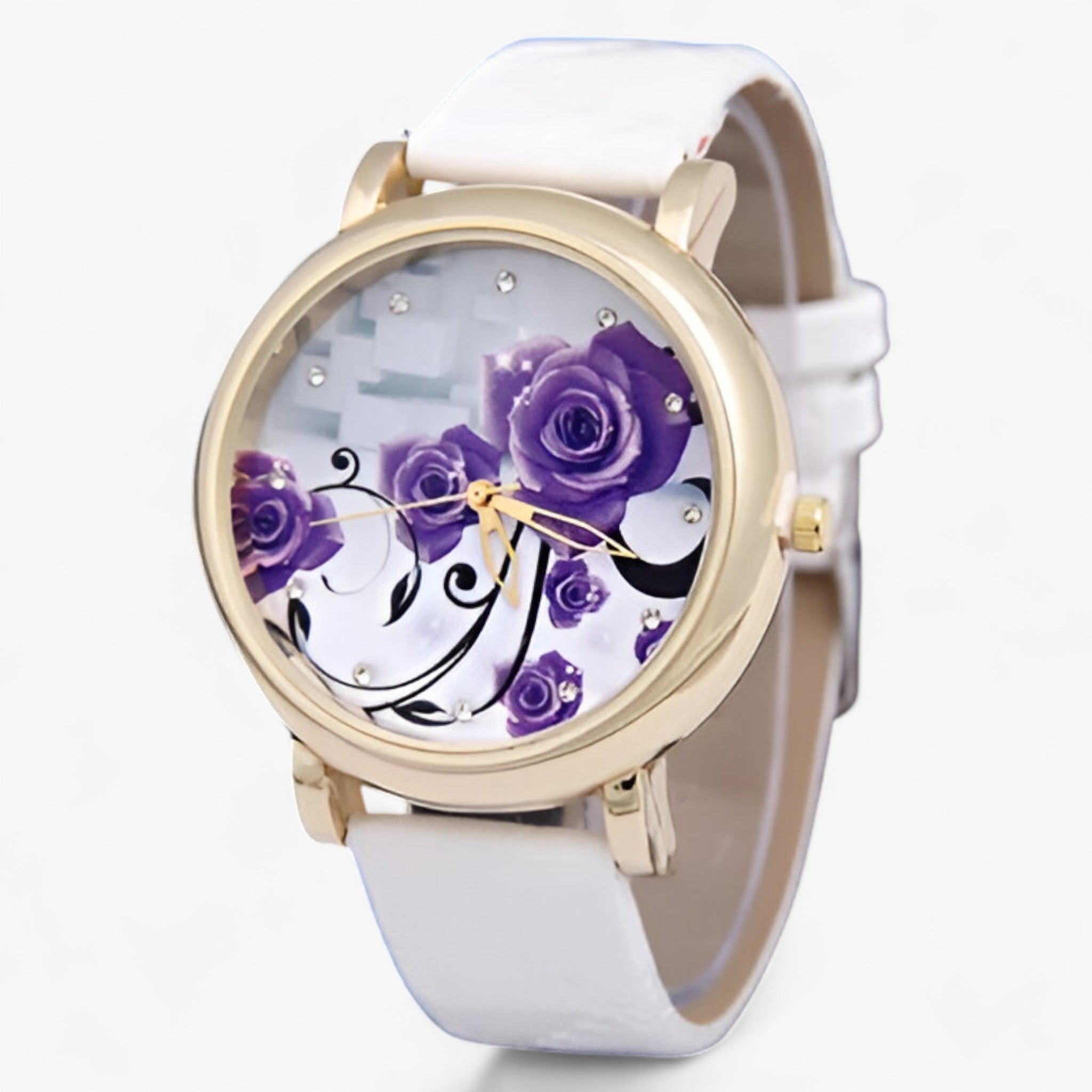 Zelda | Orologio al quarzo elegante con cinturino in pelle floreale - WHITE - female watch watch for women - Concept Palermo