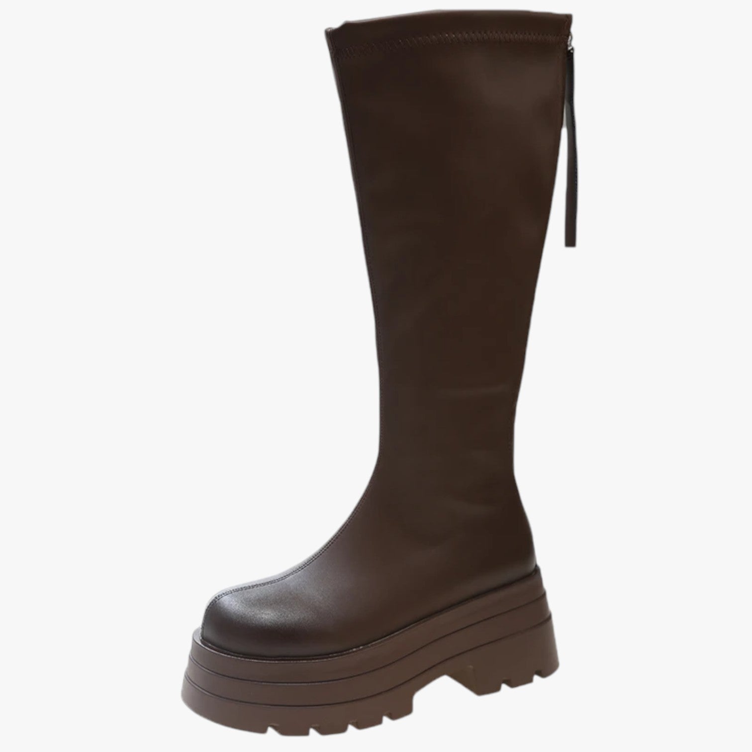 Mina | Stivali Donna Moda Trendy con Zip, Suola Spessa & Comfort Extra sopra il Ginocchio - Marrone - Boots & Shoes shoes shoes for women - Concept Palermo