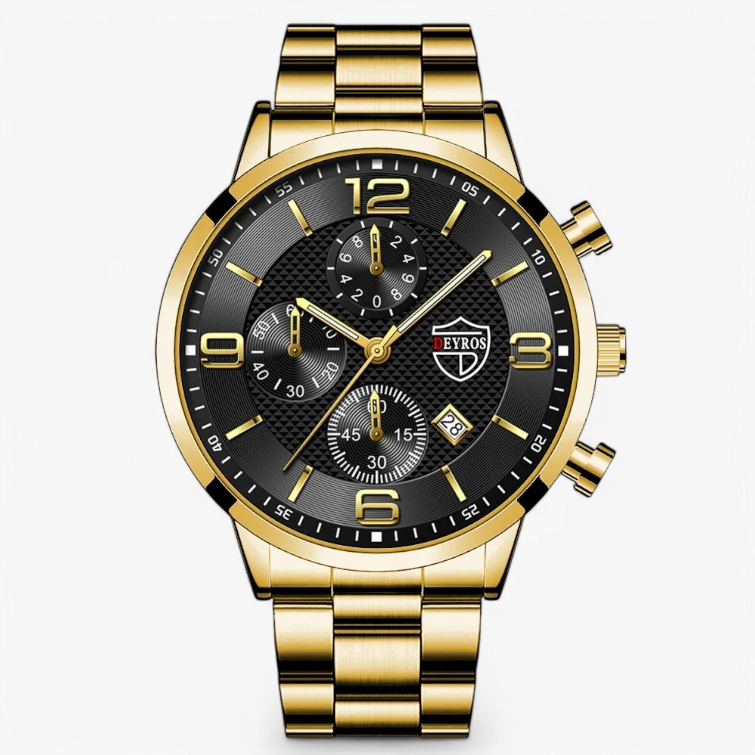 Emilio | Lusso e Precisione – Orologio da Uomo in Acciaio Inossidabile con Funzione Luminosa - Nero Oro - mens accessory watch for men watches - Concept Palermo