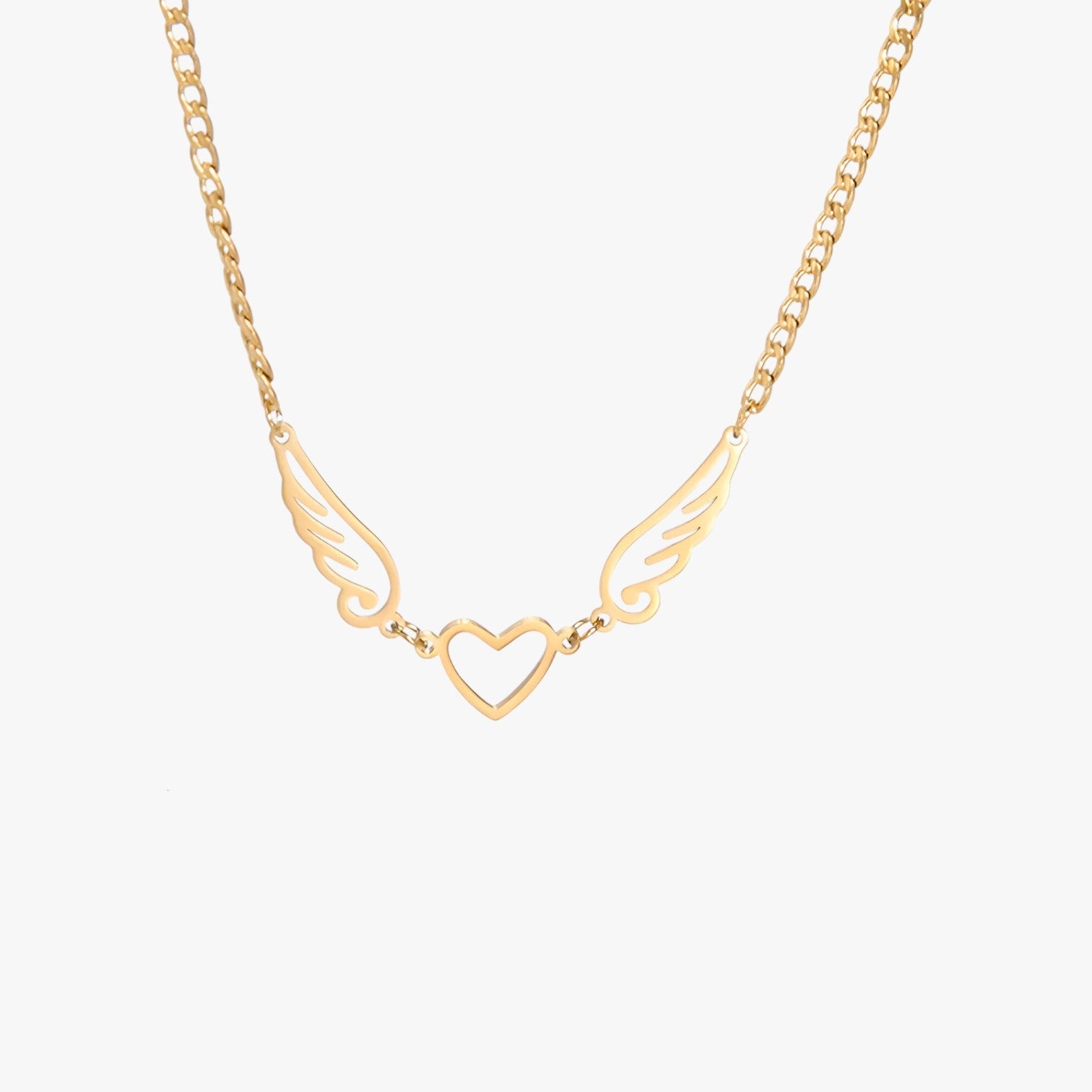 Sherry | Collana in acciaio inossidabile a forma di cuore e ali d'angelo di Skyrim - Oro 35-40 cm - Necklace NECKLACES Necklaces for Women - Concept Palermo