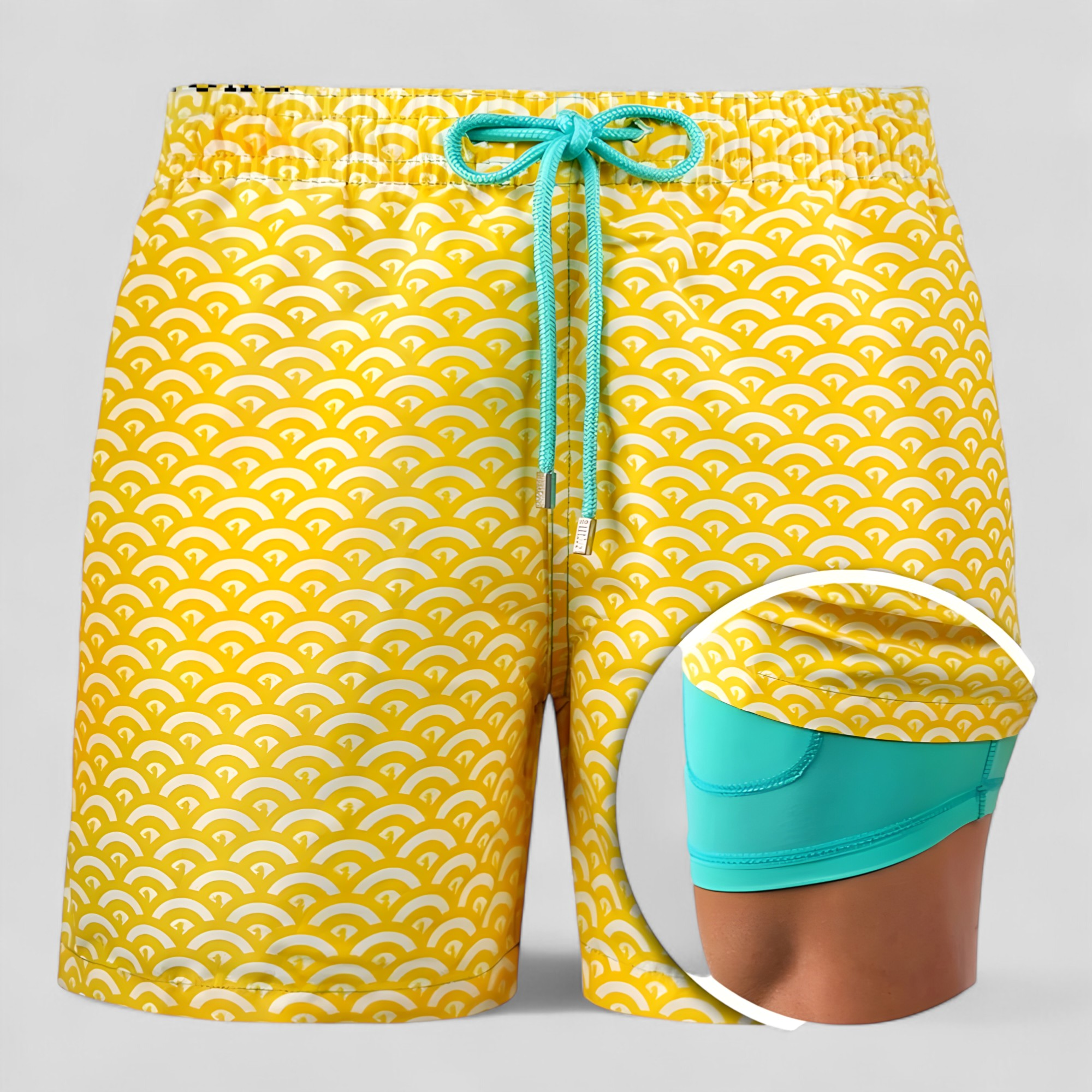 Cesare | Costume Uomo Asciugatura Rapida con Tasche - Giallo - abbigliamento mare cintura con cordino costume da bagno costume da bagno rapido costume da bagno uomo costume elegante costume per attività acquatiche nuoto e sport acquatici shorts da nuoto tasca interna costume - Concept Palermo