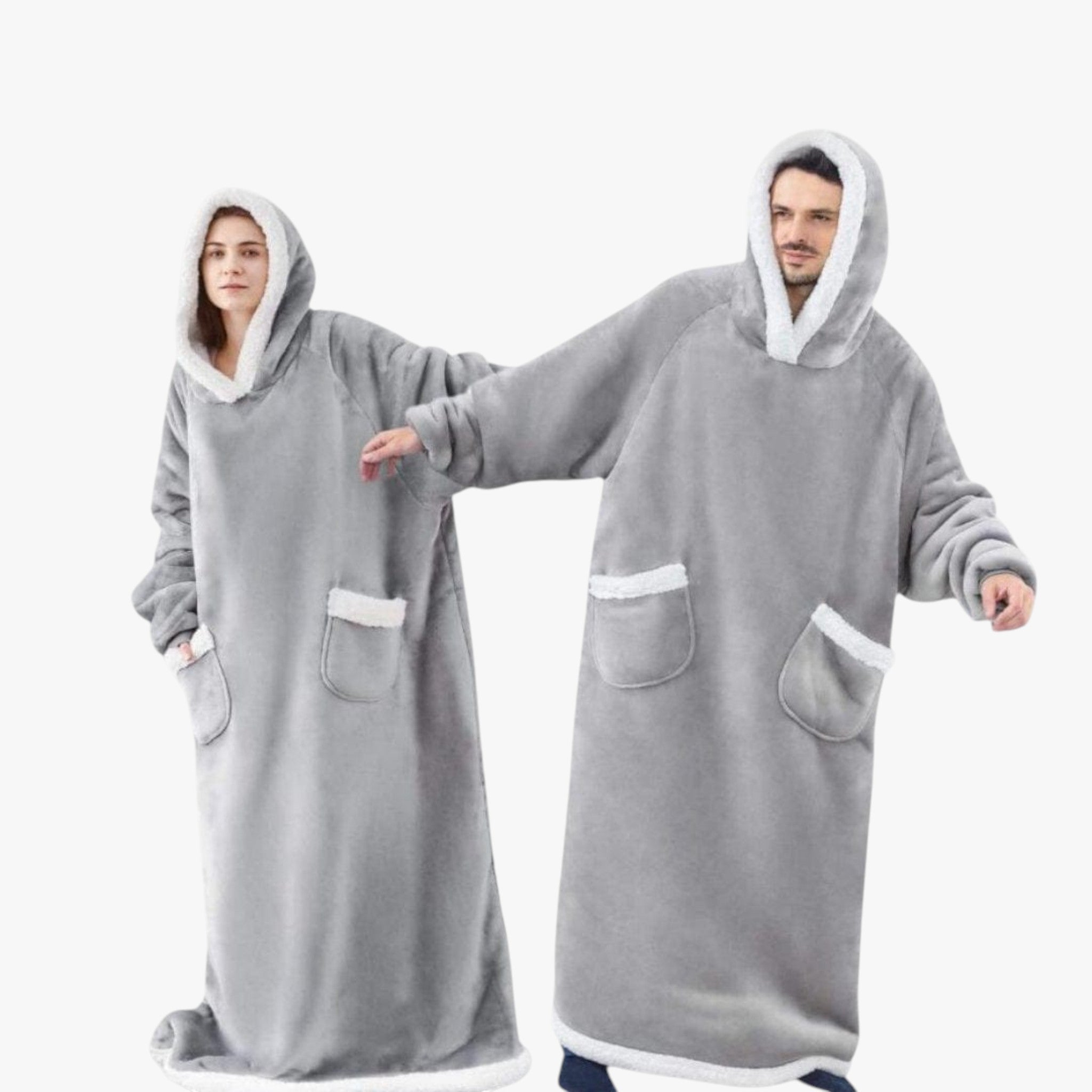 Coperta con Cappuccio Morbida e Reversibile - Grigio - accessori campeggio casa comfort coperta calda coperta con cappuccio coperta lavabile coperta morbida coperta reversibile copertura sportiva felpa coperta relax domestico - Concept Palermo
