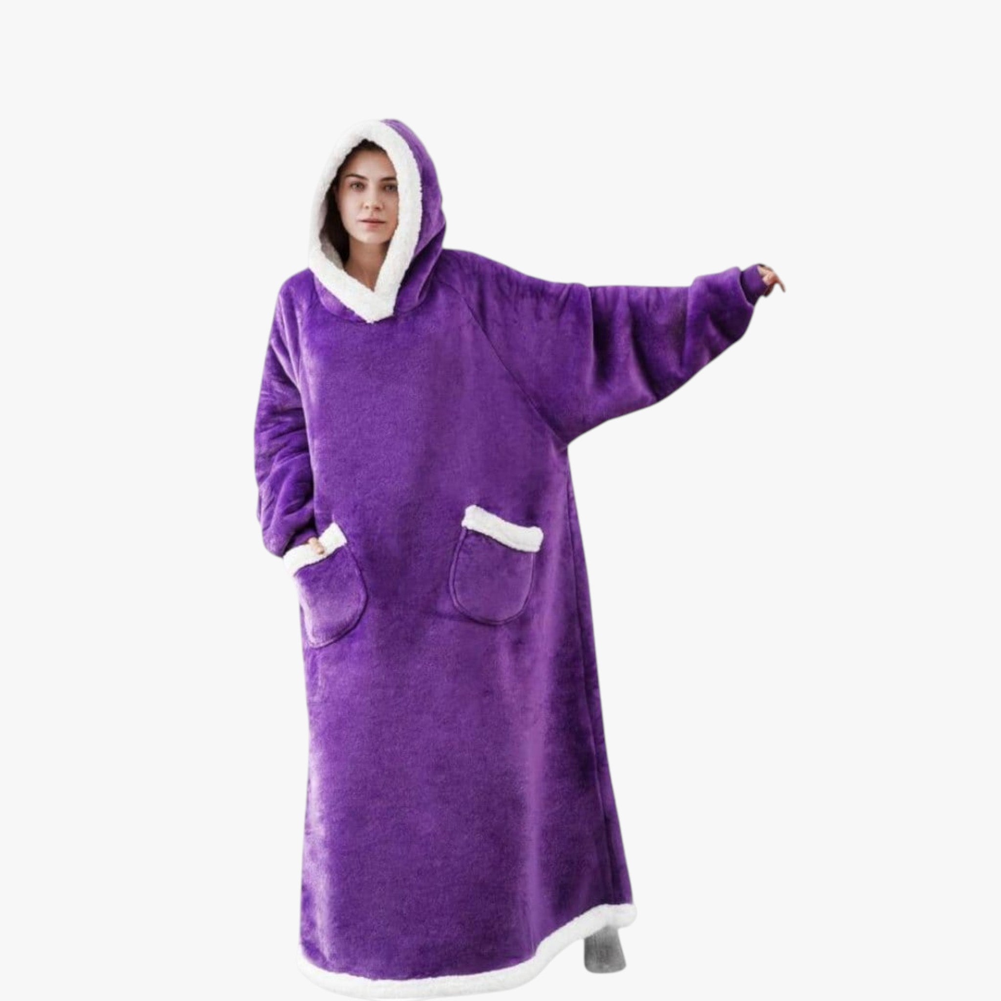 Coperta con Cappuccio Morbida e Reversibile - Viola - accessori campeggio casa comfort coperta calda coperta con cappuccio coperta lavabile coperta morbida coperta reversibile copertura sportiva felpa coperta relax domestico - Concept Palermo