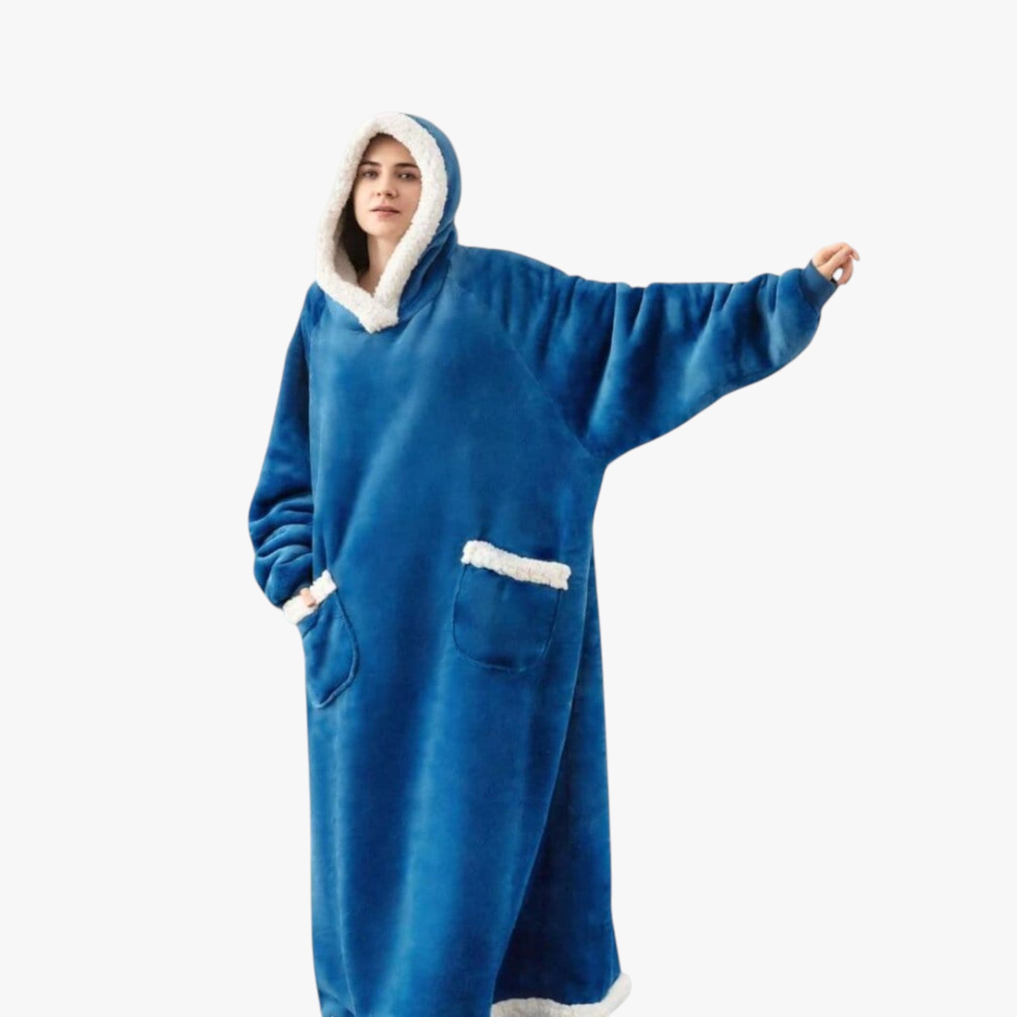 Coperta con Cappuccio Morbida e Reversibile - Blu cielo - accessori campeggio casa comfort coperta calda coperta con cappuccio coperta lavabile coperta morbida coperta reversibile copertura sportiva felpa coperta relax domestico - Concept Palermo