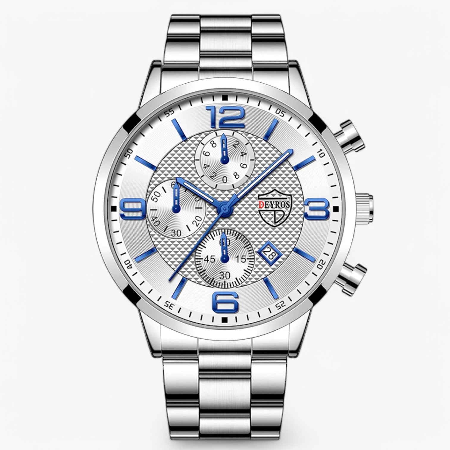 Emilio | Lusso e Precisione – Orologio da Uomo in Acciaio Inossidabile con Funzione Luminosa - Argento Bianco - mens accessory watch for men watches - Concept Palermo