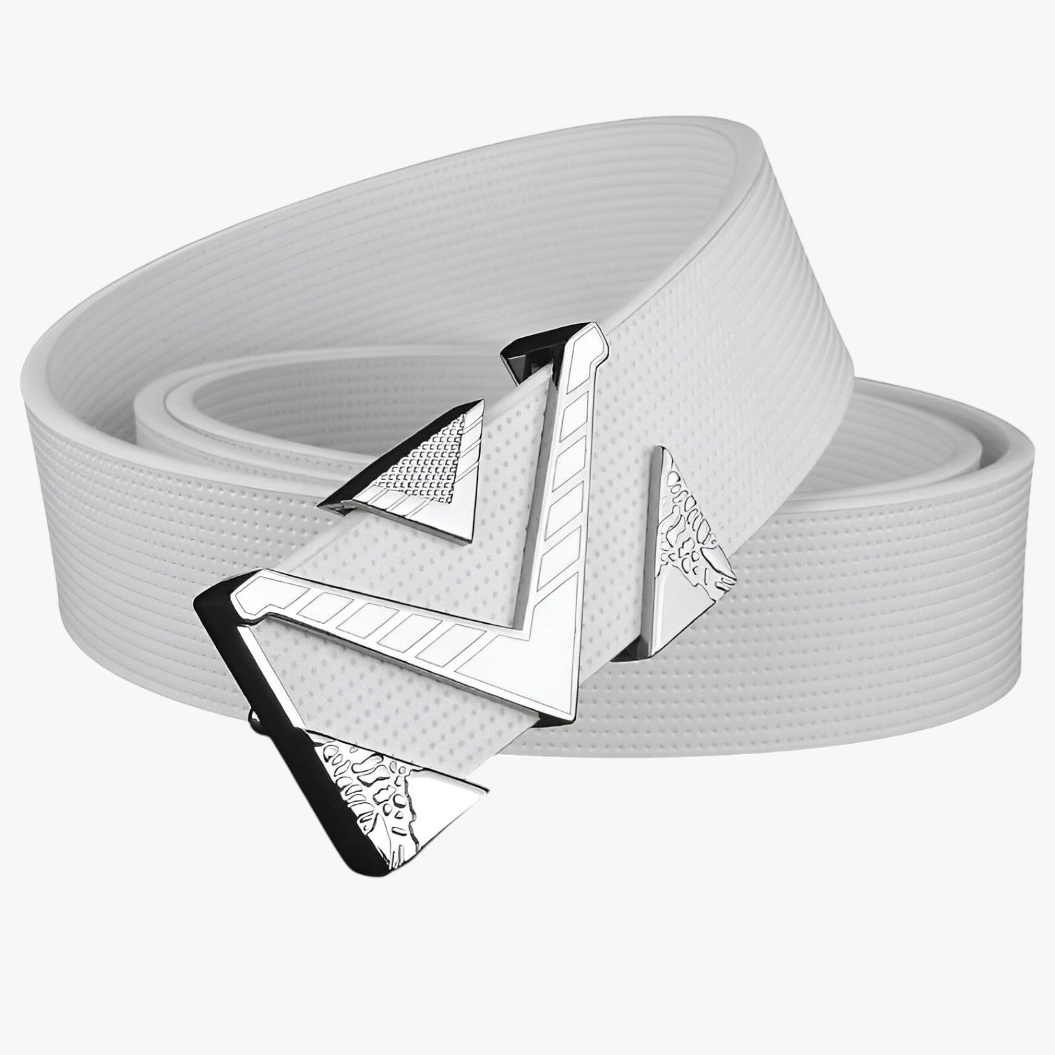 Isaac | Cintura Elegante con Fibbia V Dorata - Fibbia bianca e bianca - Belts belts for men Mens belt - Concept Palermo