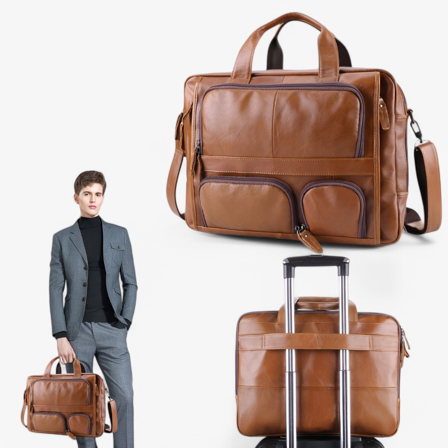 Murphy | Luxe e spaziosa - borsa per laptop in pelle per lavoro e viaggi - - Bags mens bag Shoulder Bags - Concept Palermo