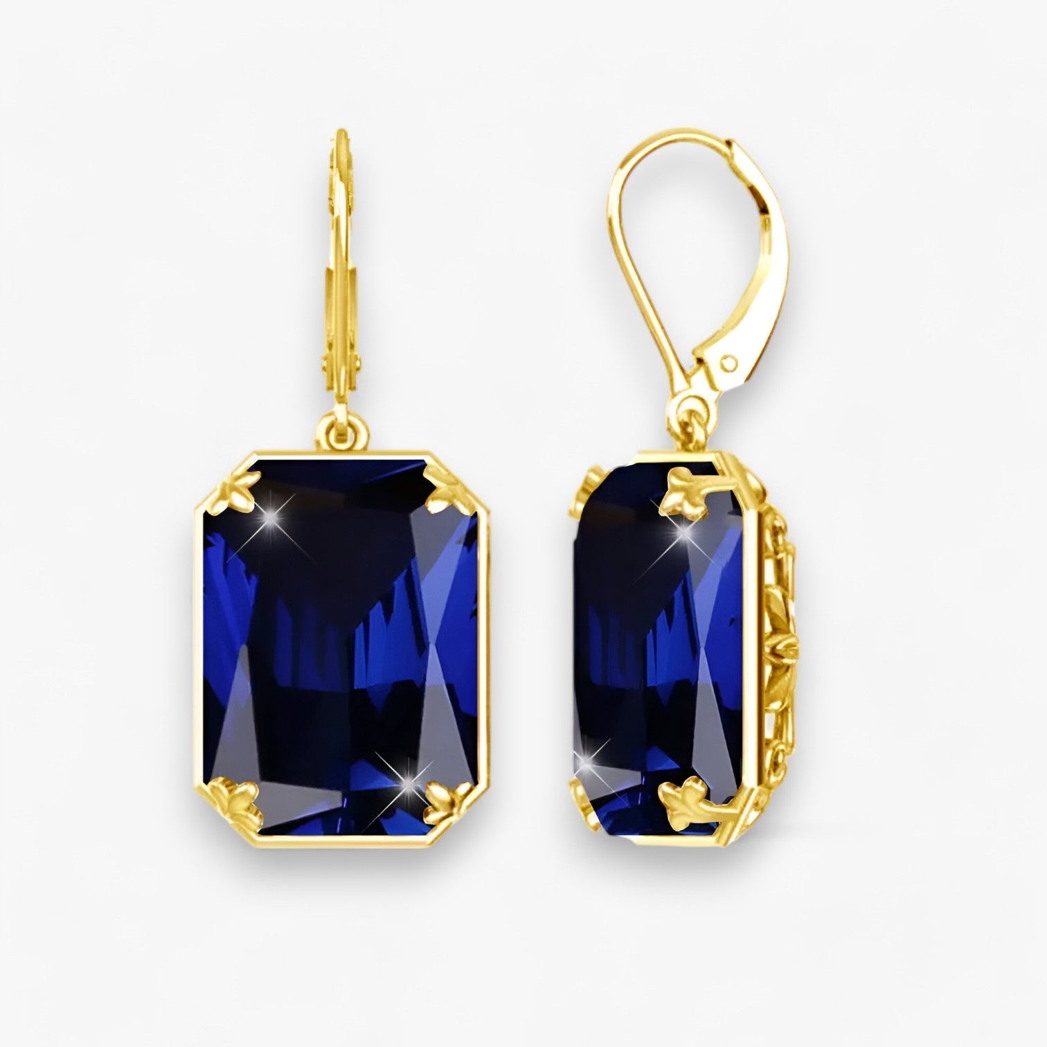 Amelia | Orecchini a Pendente in Topazio Blu – Oro e Argento Sfolgorante - Zaffiro - Accessories Jewelry EARRINGS - Concept Palermo