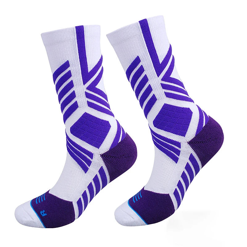 Terrence | Calzini da basket antiscivolo: stabilità e comfort - Una taglia per tutti Bianco e viola - Hiking Socks socks - Concept Palermo