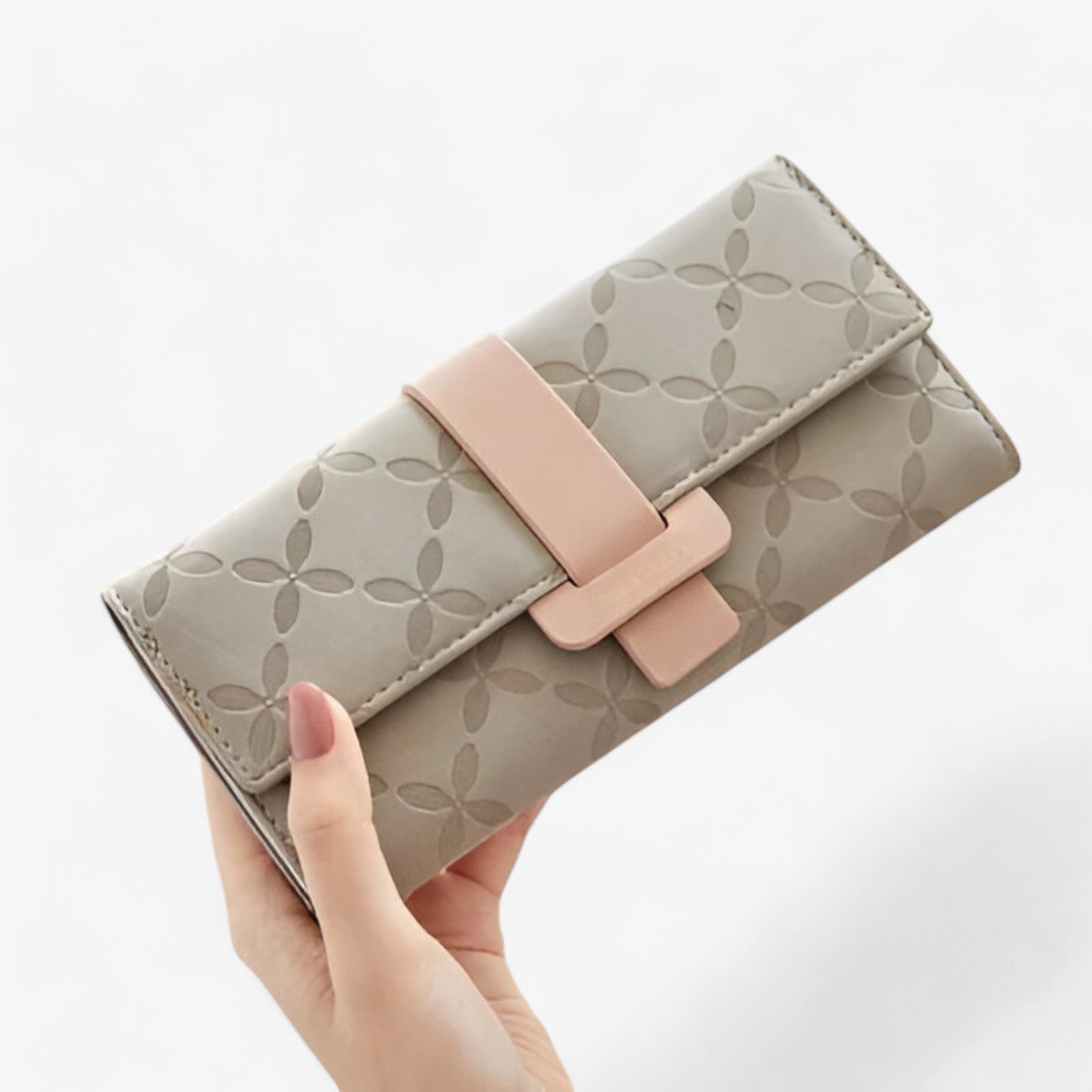 Stella | Portafoglio in pelle goffrata premium con design a soffietto intelligente - GRIGIO - wallet womens wallet - Concept Palermo